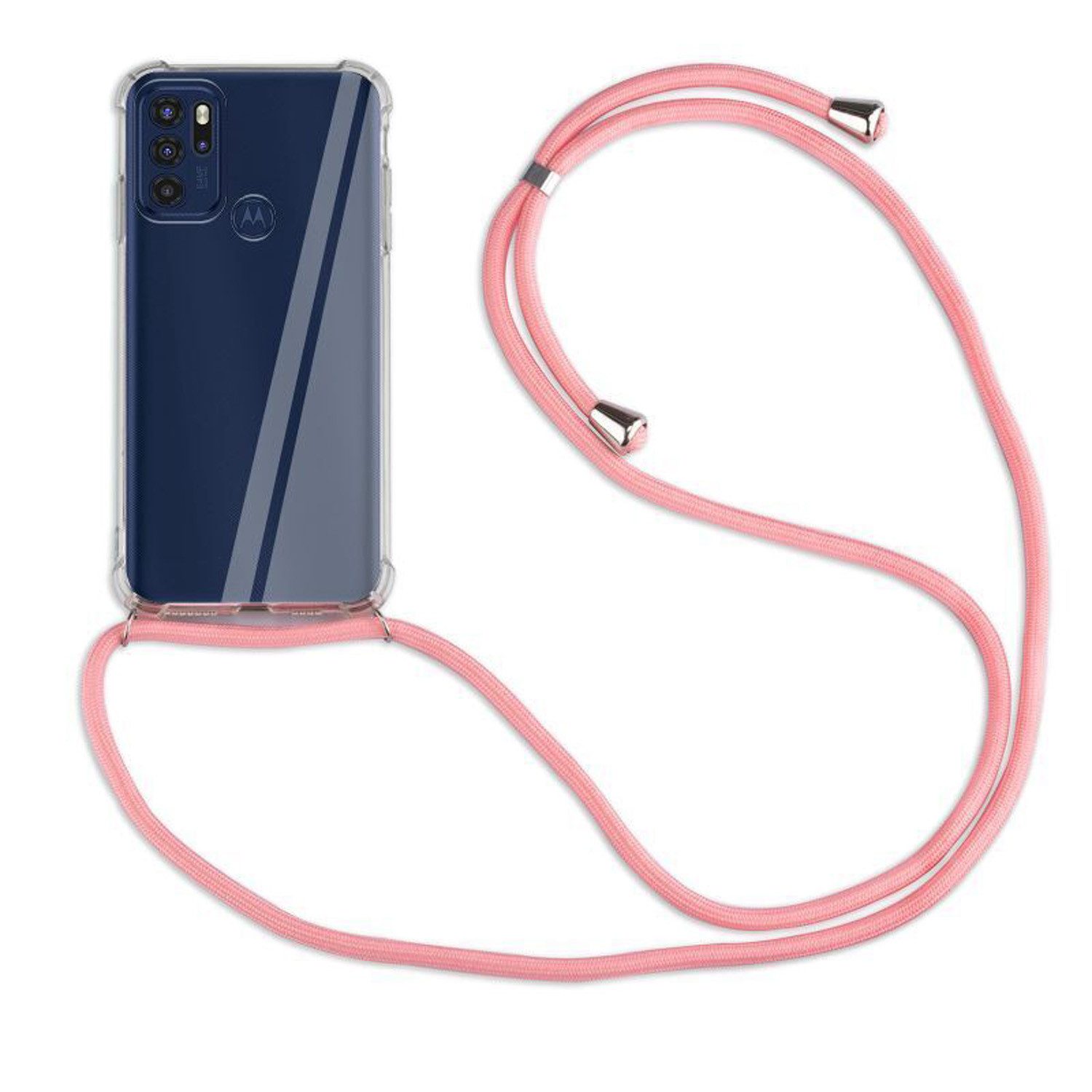 betterfon Handykette für Motorola Moto G60S Handyhülle mit Band & Kordel Bumper Rosa, Hände frei – mit Silikonhülle & Schnur für flexiblen Alltag