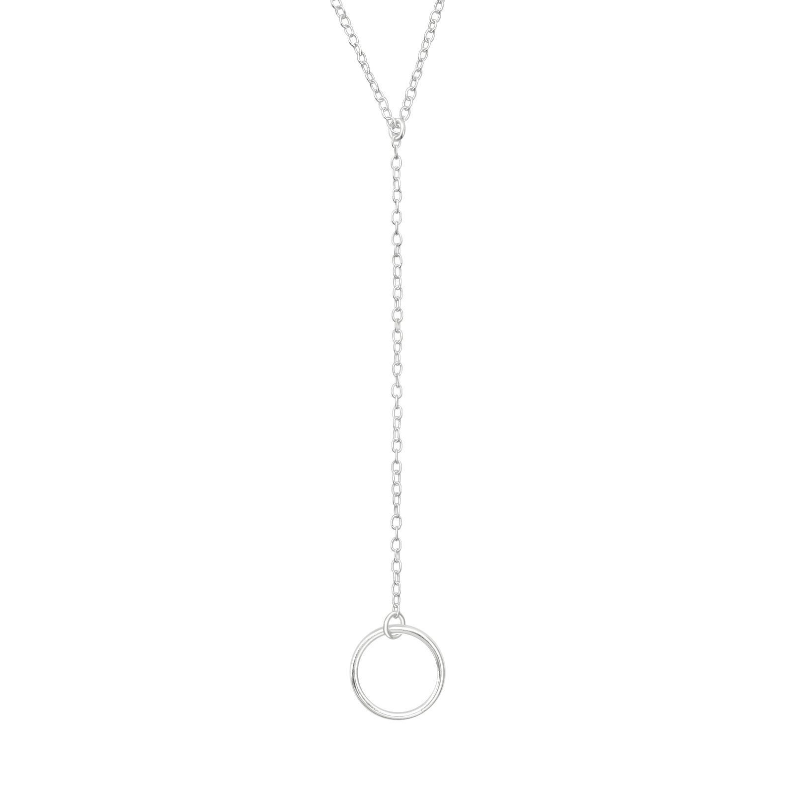 BUNGSA Ketten-Set Y-Kette mit Ring-Anhänger aus .925 Silber Damen (1-tlg), Halskette Necklace