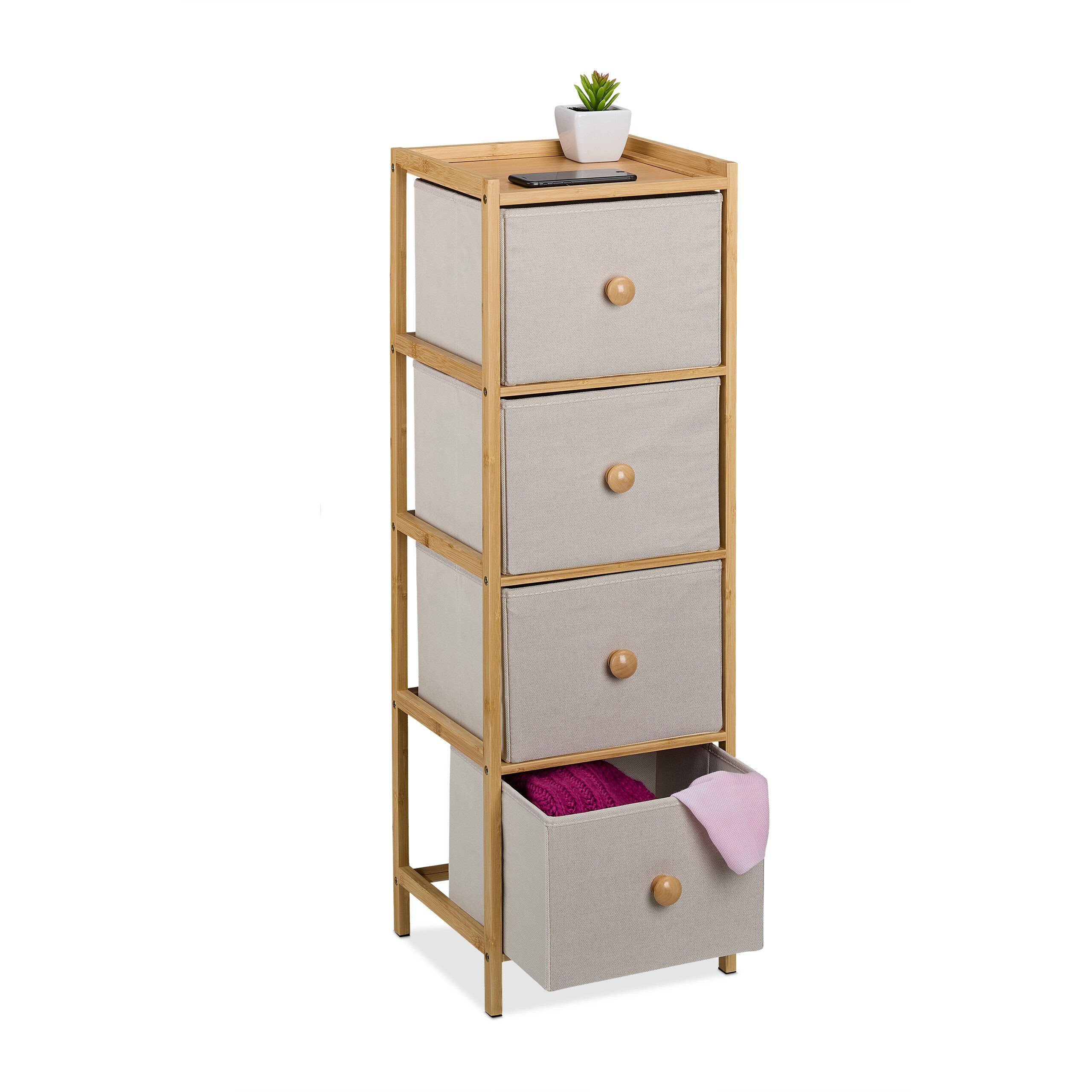 relaxdays Kommode Schmale Kommode mit 4 Schubladen (1 St), Beige