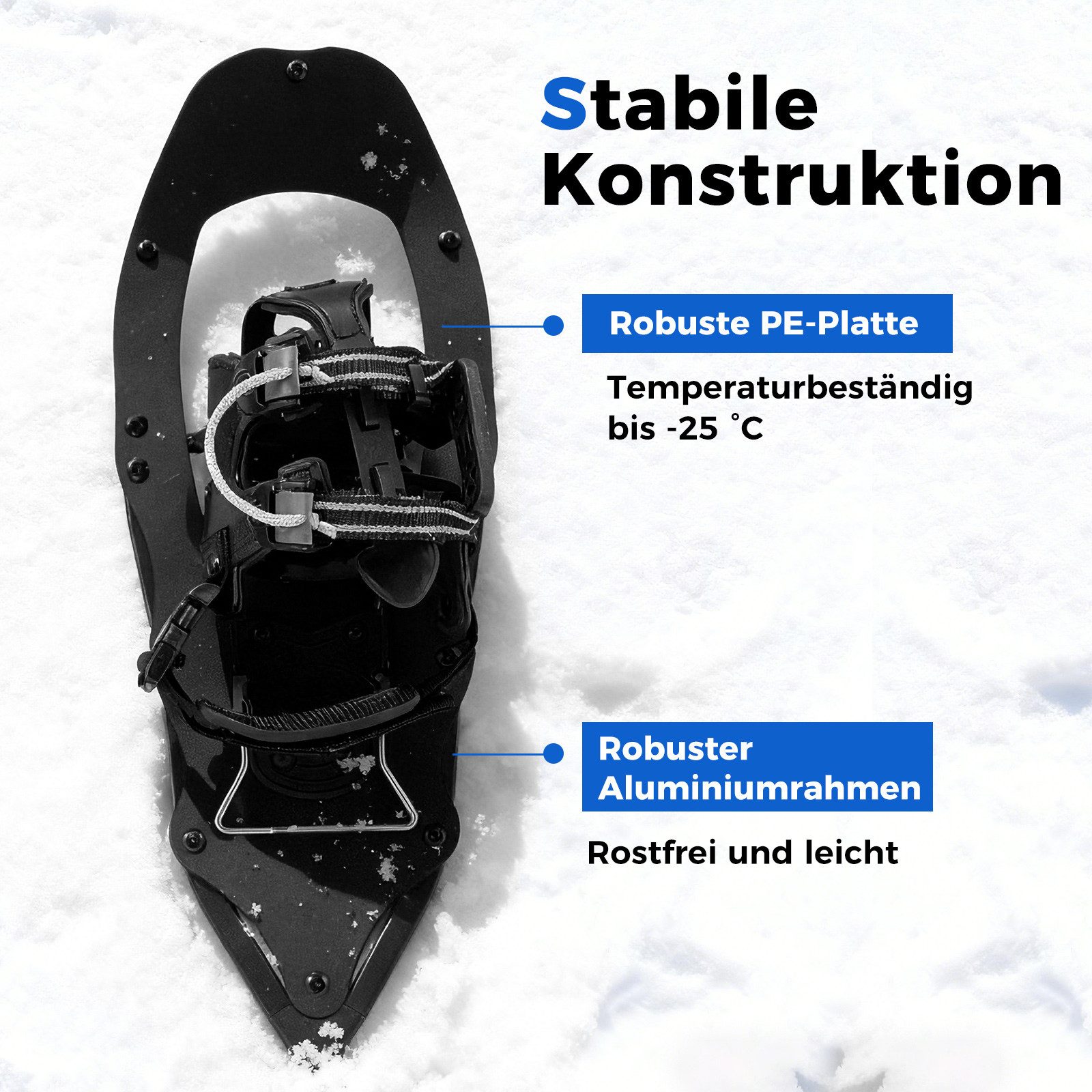 COSTWAY Schneeschuhe, mit Trekkingstöcken, Schuhgröße 35-40 bis 68kg