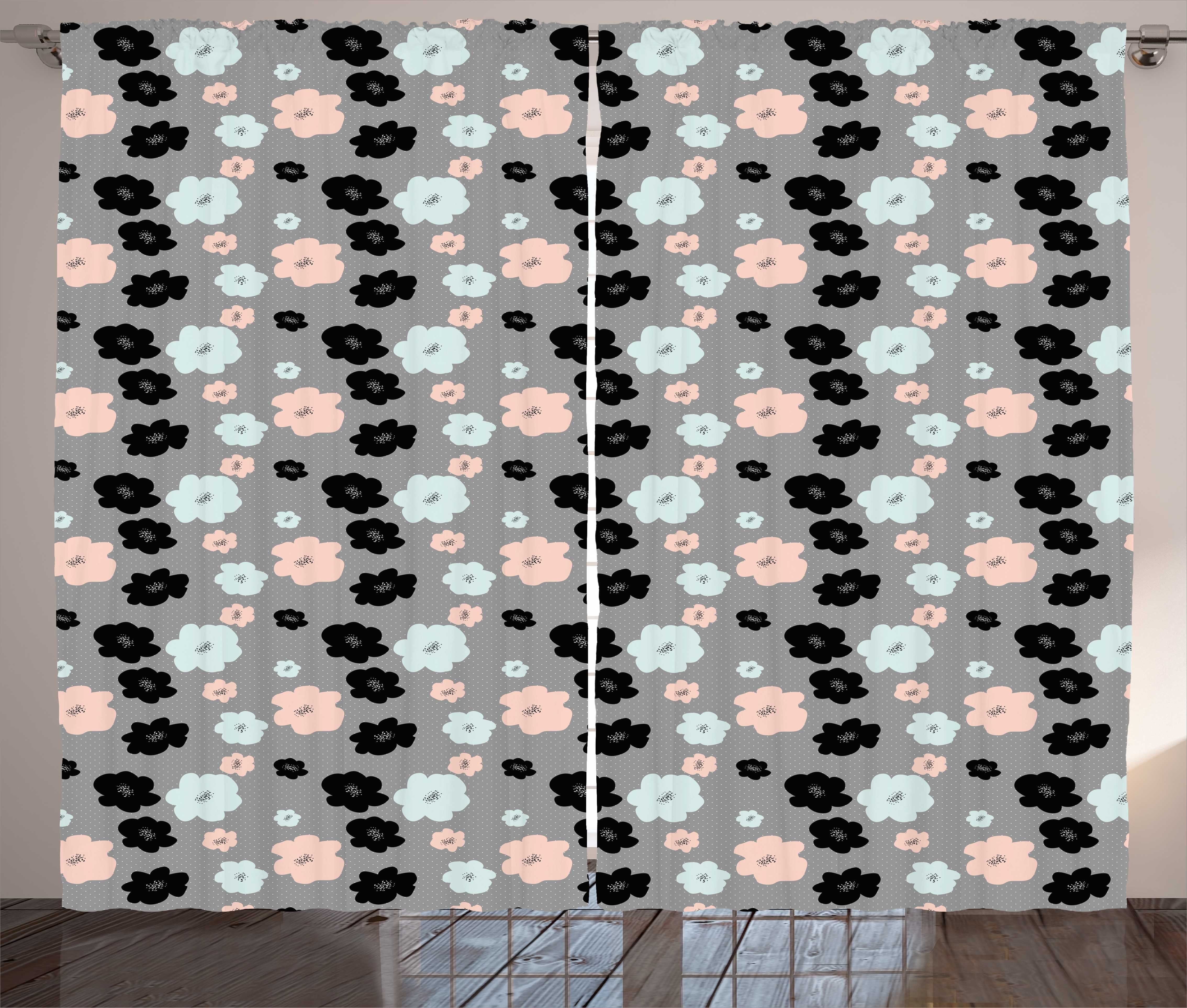 Kräuselband Haken, und Blumen Abakuhaus, mit Kunst Päonienblüten Gardine Schlaufen Abstrakte Schlafzimmer Vorhang