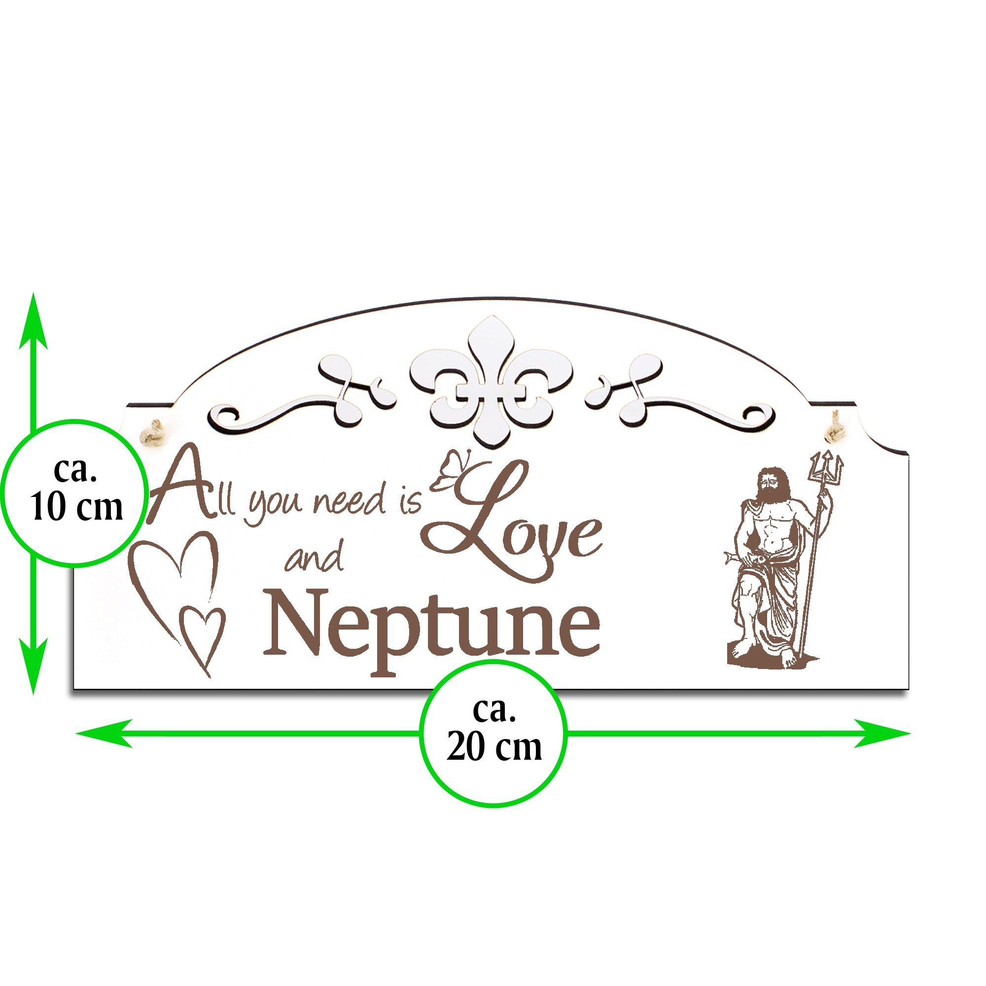 Neptun need Deko Love you is 20x10cm Dekolando Hängedekoration All