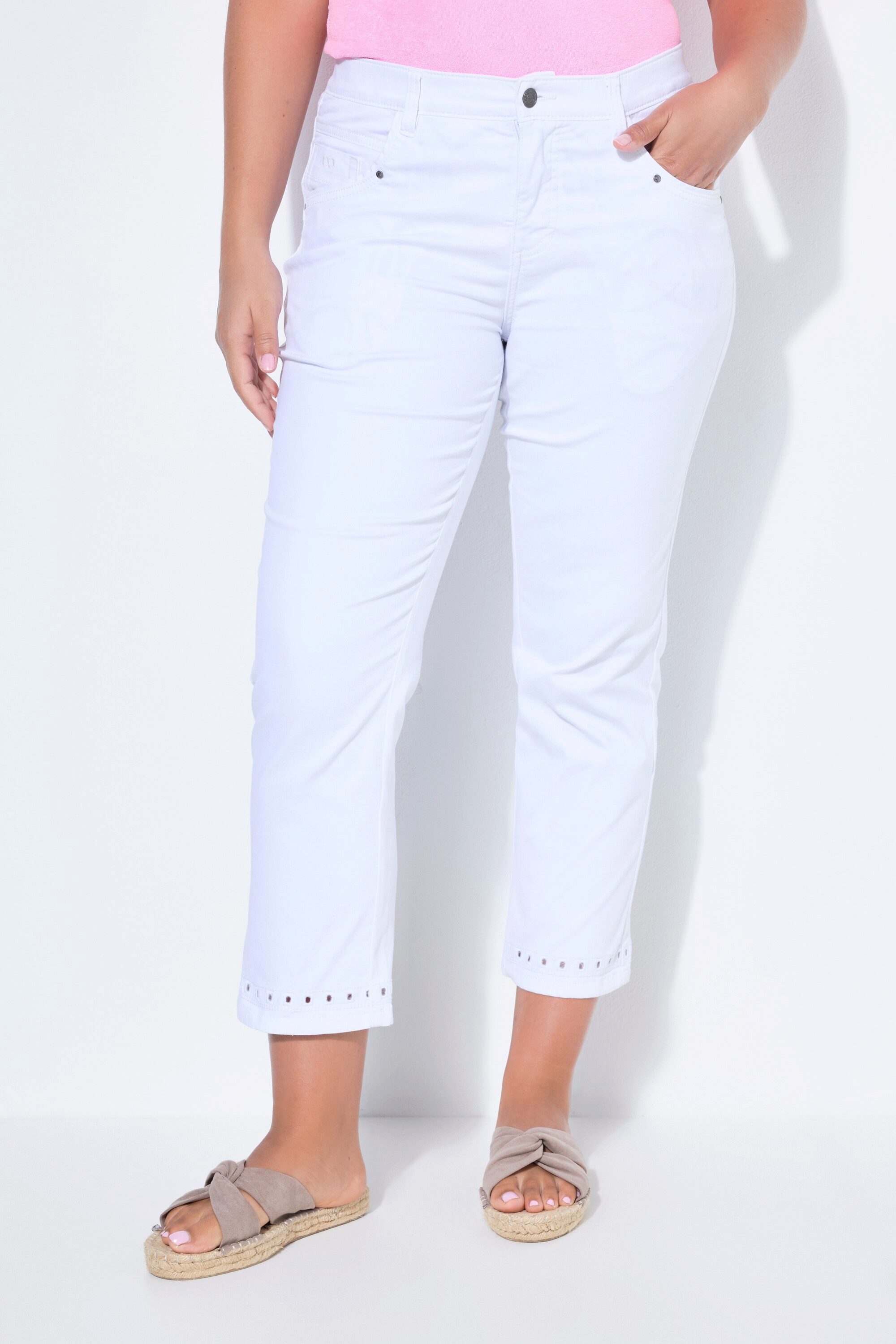 Laurasøn Regular-fit-Jeans 7/8 Slim -Jeans Saum mit Stickerei