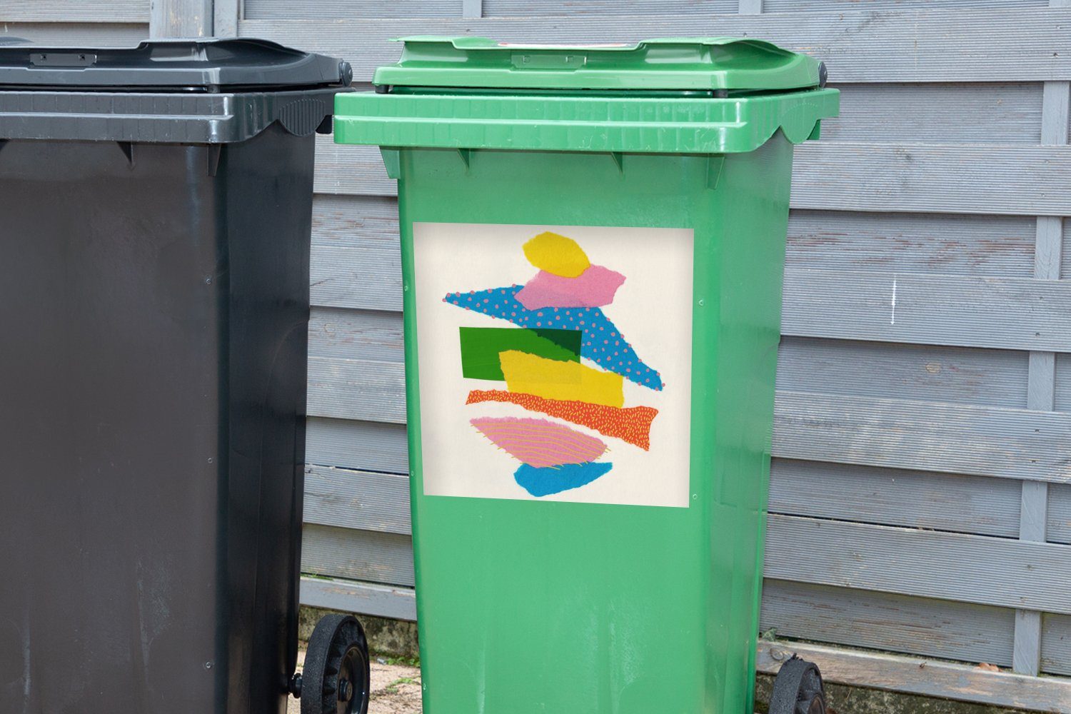 - - Abfalbehälter Wandsticker St), Abstrakt Container, - Mülleimer-aufkleber, Regenbogen Kunst Mülltonne, Sticker, Formen MuchoWow (1