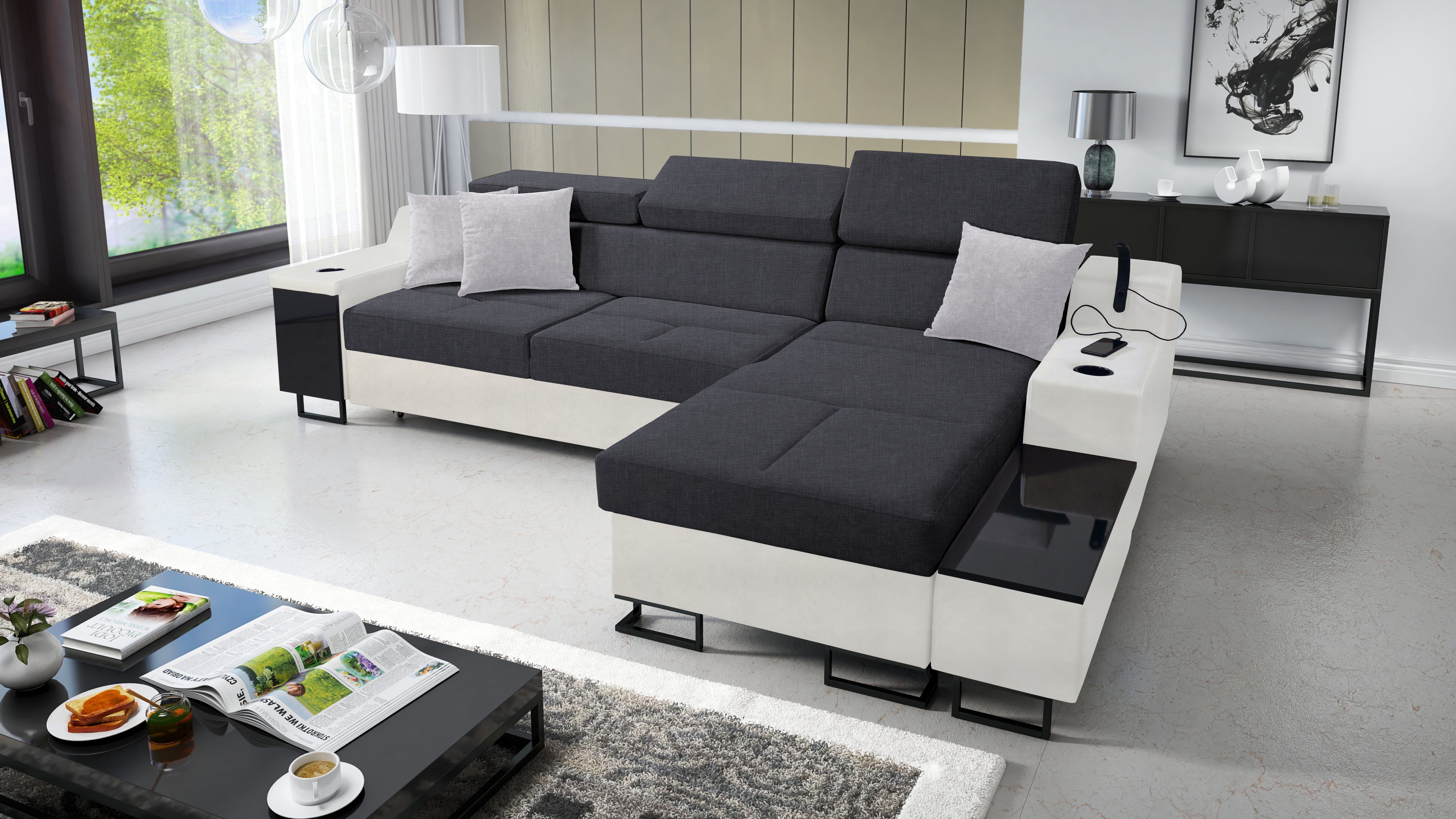 Best for Home Ecksofa Aria I Maxi: Schlaffunktion & Bettkasten für das Moderne Wohnzimmer SAWANA96+EKJI