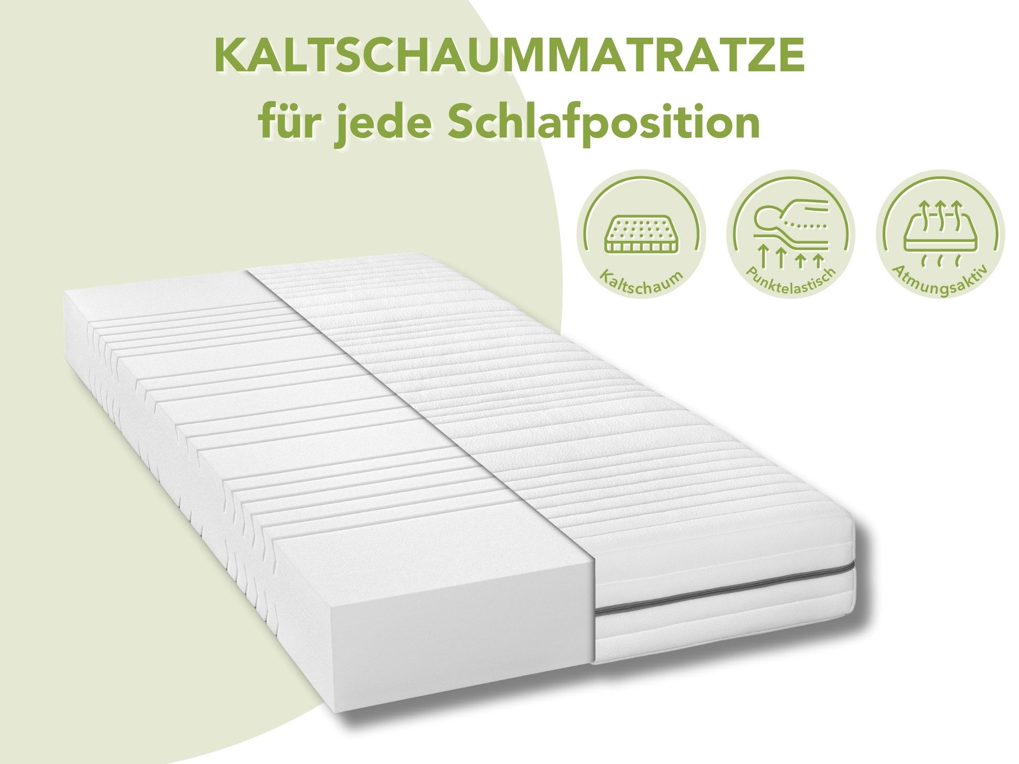 Kaltschaummatratze Silber, 7 Zonen Matratze 90x200 günstig online kaufen