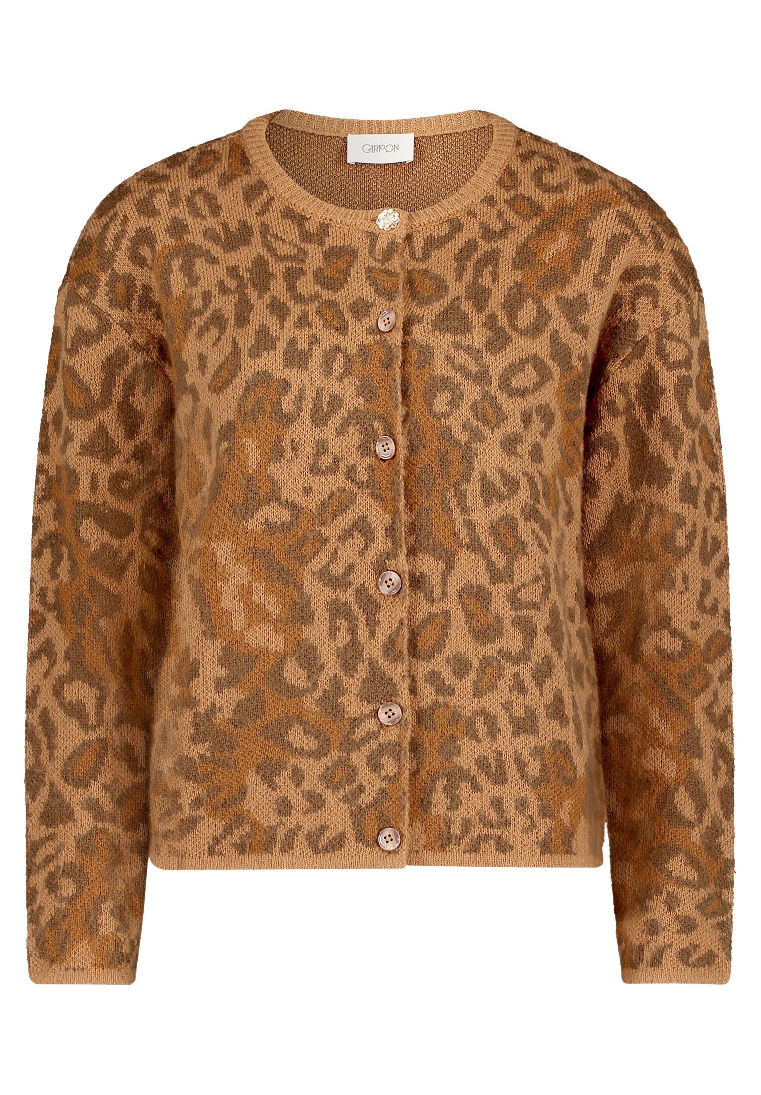 Cartoon Strickjacke Damen mit Rundhalsausschnitt (1-tlg)
