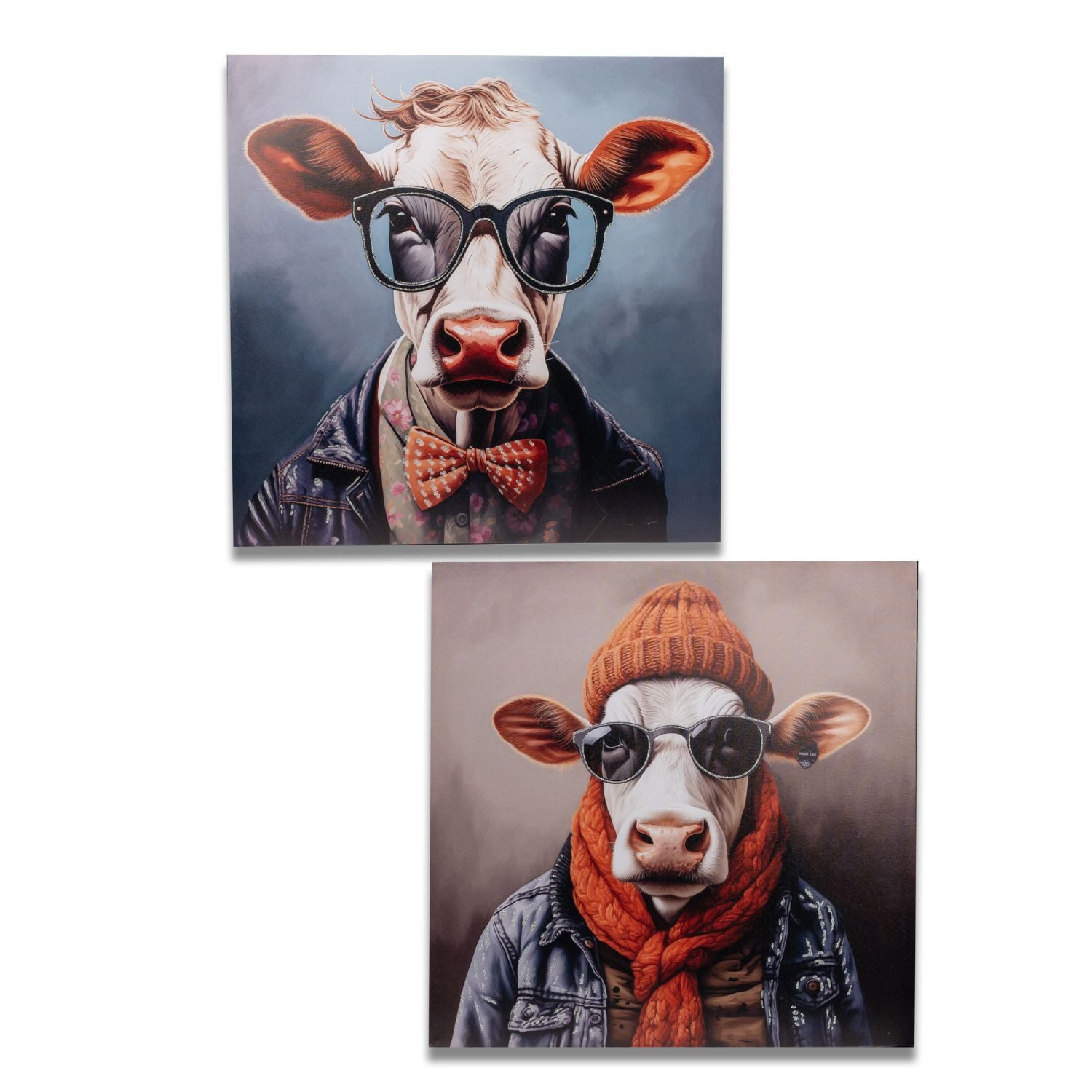 formano Leinwandbild Pop Art Tiere im Anzug, Kuh, Höhe: 60cm, Farbe: Mehrfarbig, Motiv: Kuh