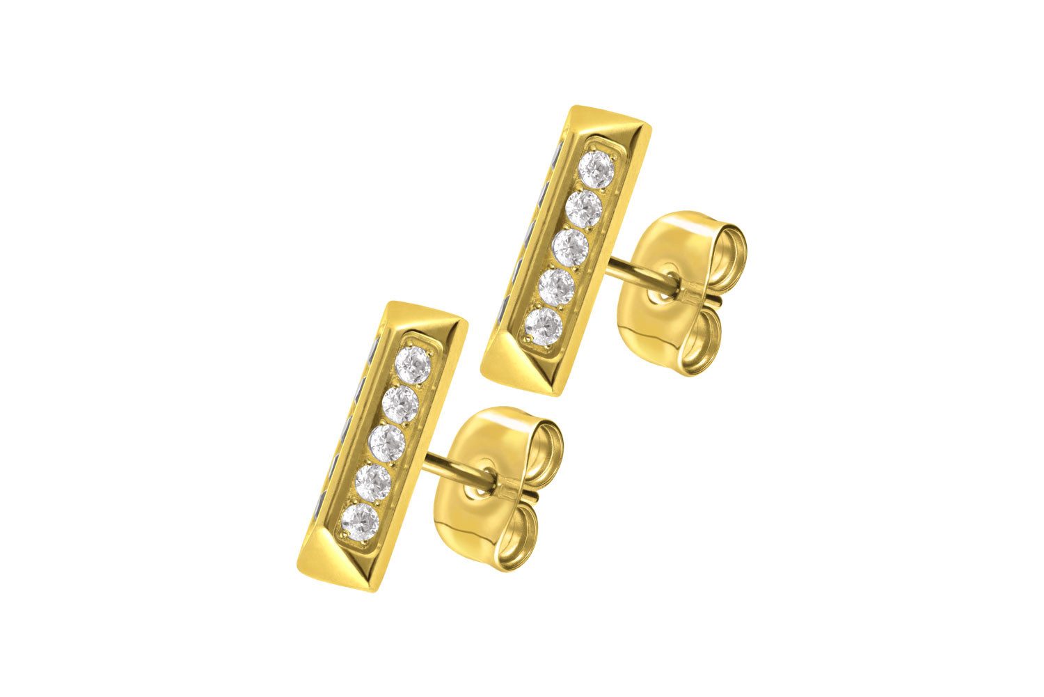 FILANGO Paar Ohrstecker Titan Ohrstecker PYRAMIDE + EINGEFASSTE KRISTALLE (Ohrstecker, 1-tlg)