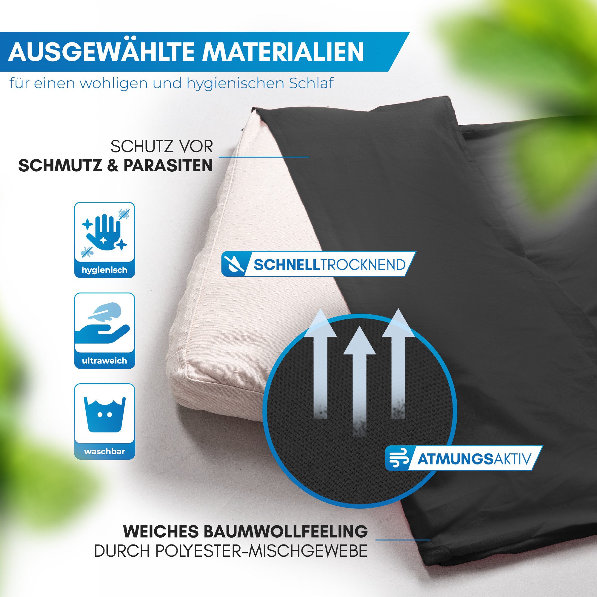 Nordmut Innenschlafsack NORDMUT® Hüttenschlafsack Ultraleicht [220 x 90 cm], YKK-Zipper, Durchgängiger Reißverschluss, Kissenfach