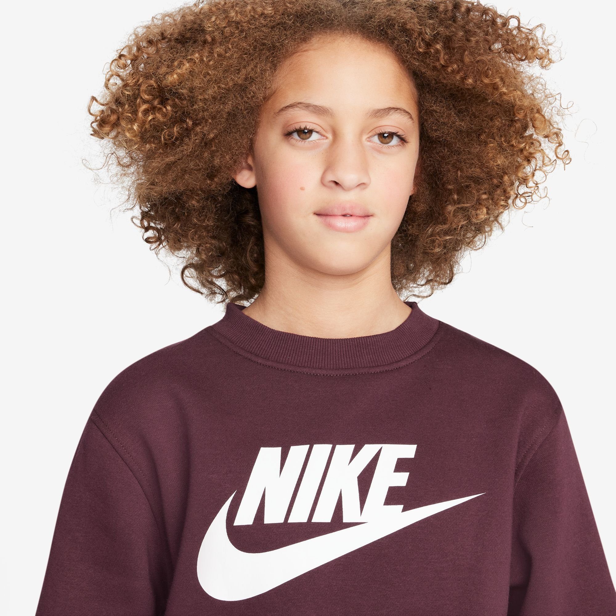 Nike Sportswear Sweatshirt CLUB FLEECE BIG KIDS' SWEATSHIRT NIGHT MAROON/WHITE