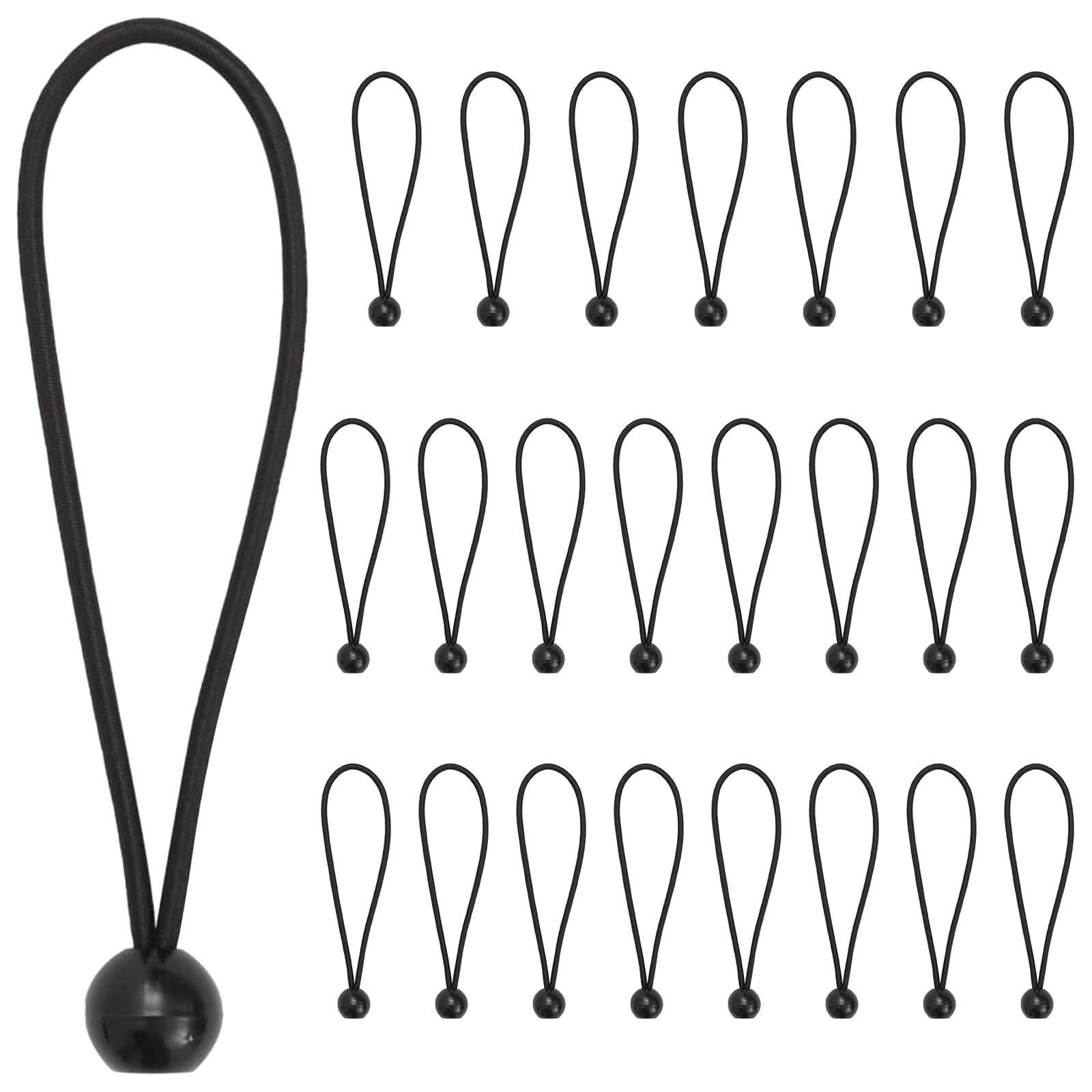 vidaXL Zeltteppiche Bungee-Kordeln mit Bällen 24 Stk. Schwarz 4 mm x 22 cm