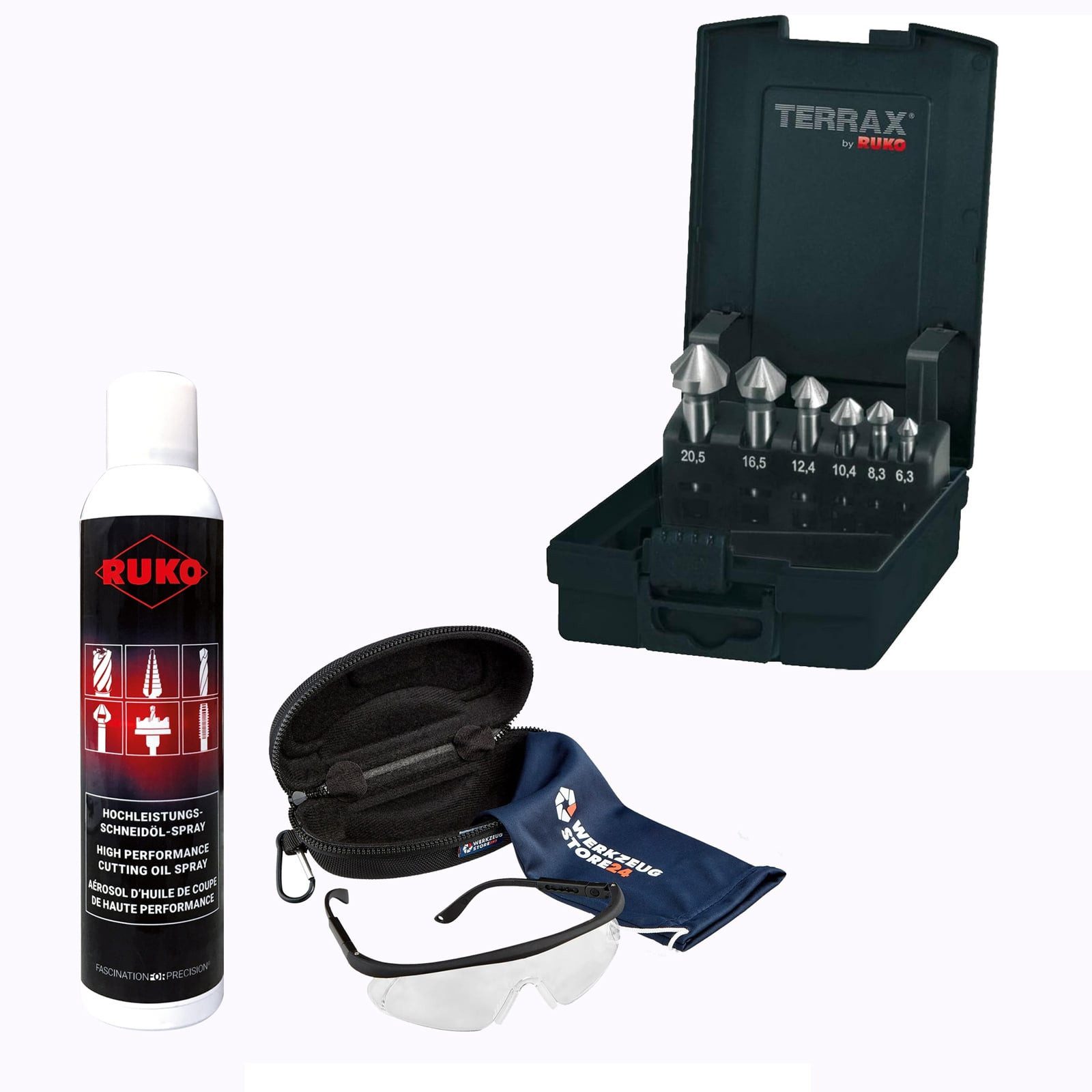 Ruko Bohrer- und Bitset RUKO Kegel- & Entgratsenker-Satz HSS, 6tlg., 90°, DIN 335 Form C inkl.