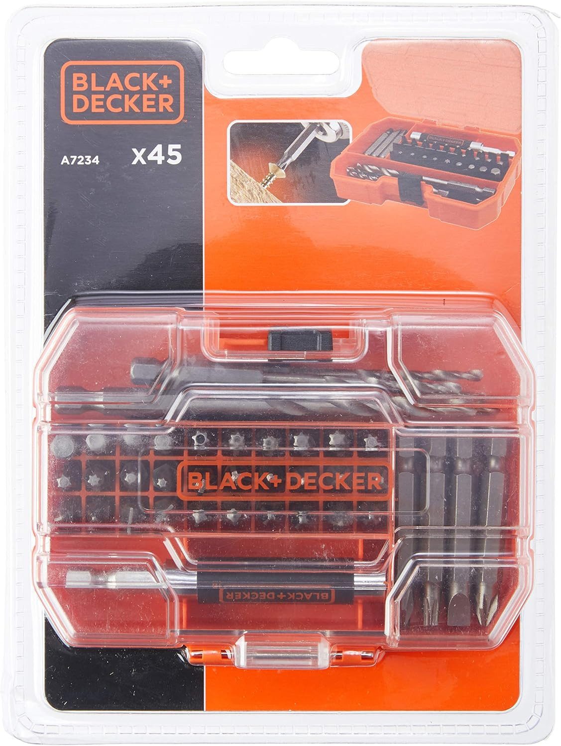 Black + Decker Bohrer- und Bit-Set 45-teilig Bit- und Bohrer-Set im Koffer, (1-tlg)