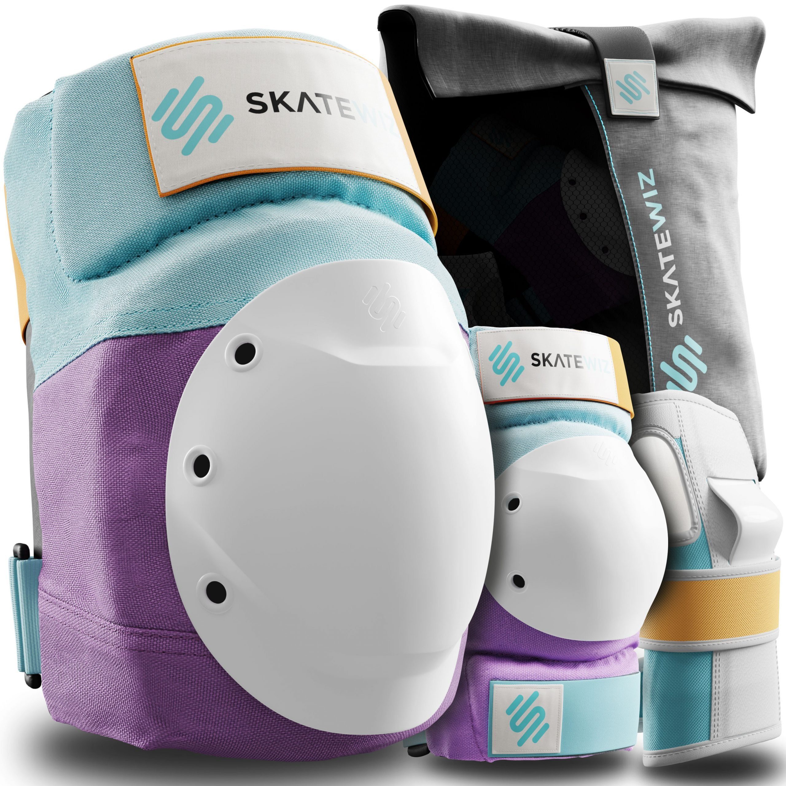 SKATEWIZ Protektoren-Set SHIELD - Skateboard Schonerset für Jugendliche und Erwachsene (Inliner Protektoren Damen Ellbogenschützer Herren, 7-tlg., Handschoner, Ellbogenschoner & Knieschoner Set), Rollschuhe, Schlittschuhe Damen & Skateboard