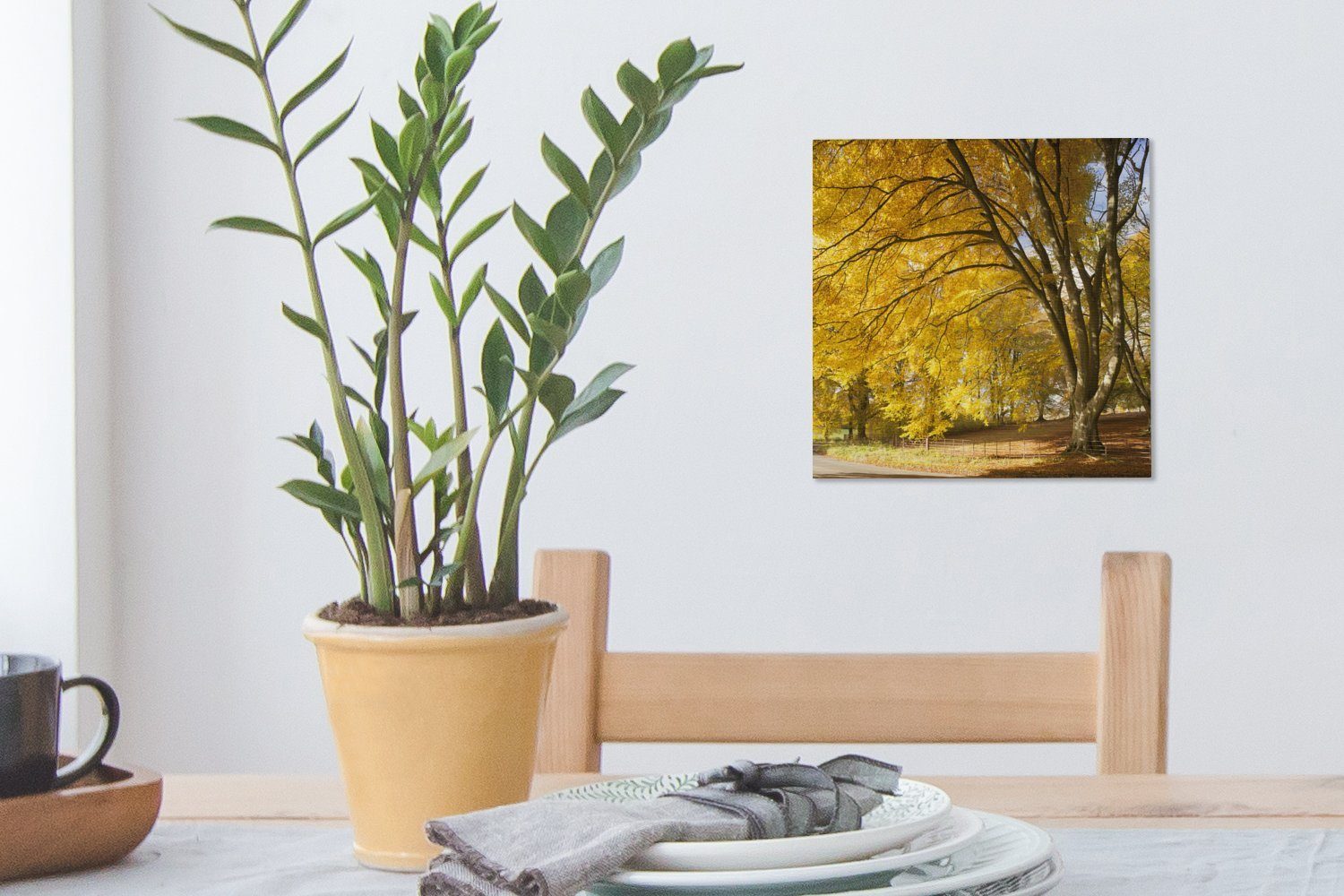 OneMillionCanvasses® Leinwandbild Gelbe Blätter in Wohnzimmer für Wäldern Park, Leinwand (1 des den Forest St), Schlafzimmer Bilder National New englischen