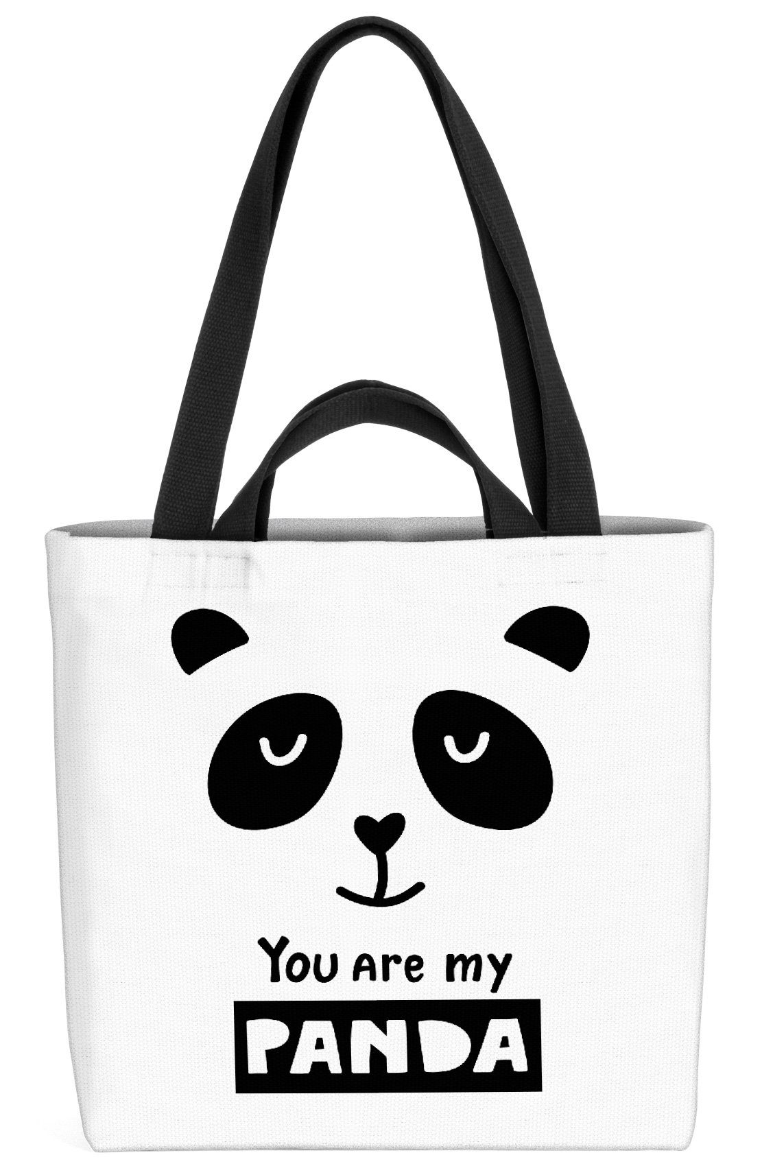 VOID Henkeltasche (1-tlg), Panda Kinder Cartoon Spruch Karte Tier Cartoon Grafik Schwarz Weiss Z