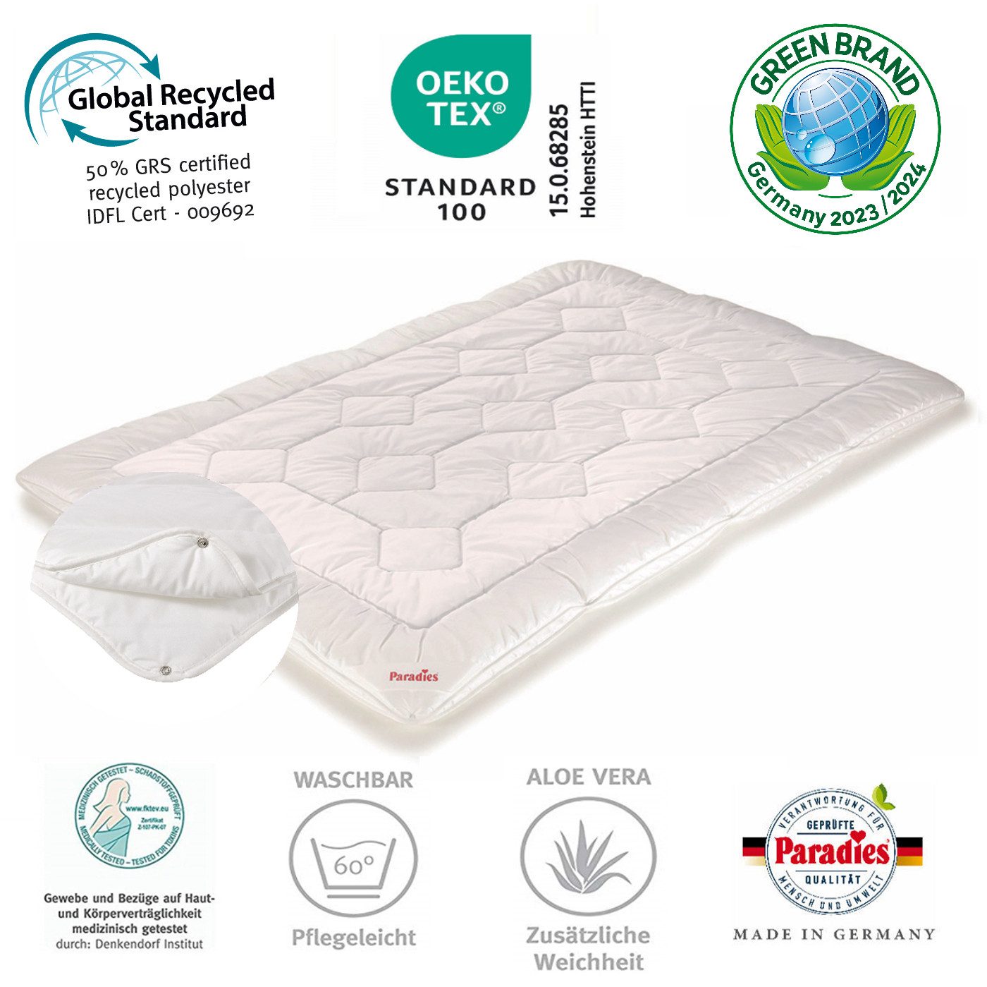 Paradies 4-Jahreszeitenbett Paradies Halia Varietta extra warme 4-Jahreszeiten Bettdecke 135x200, Füllung: Paradies Fill Fasertechnologie für dauerhaft bauschig – Bild 2 von 5