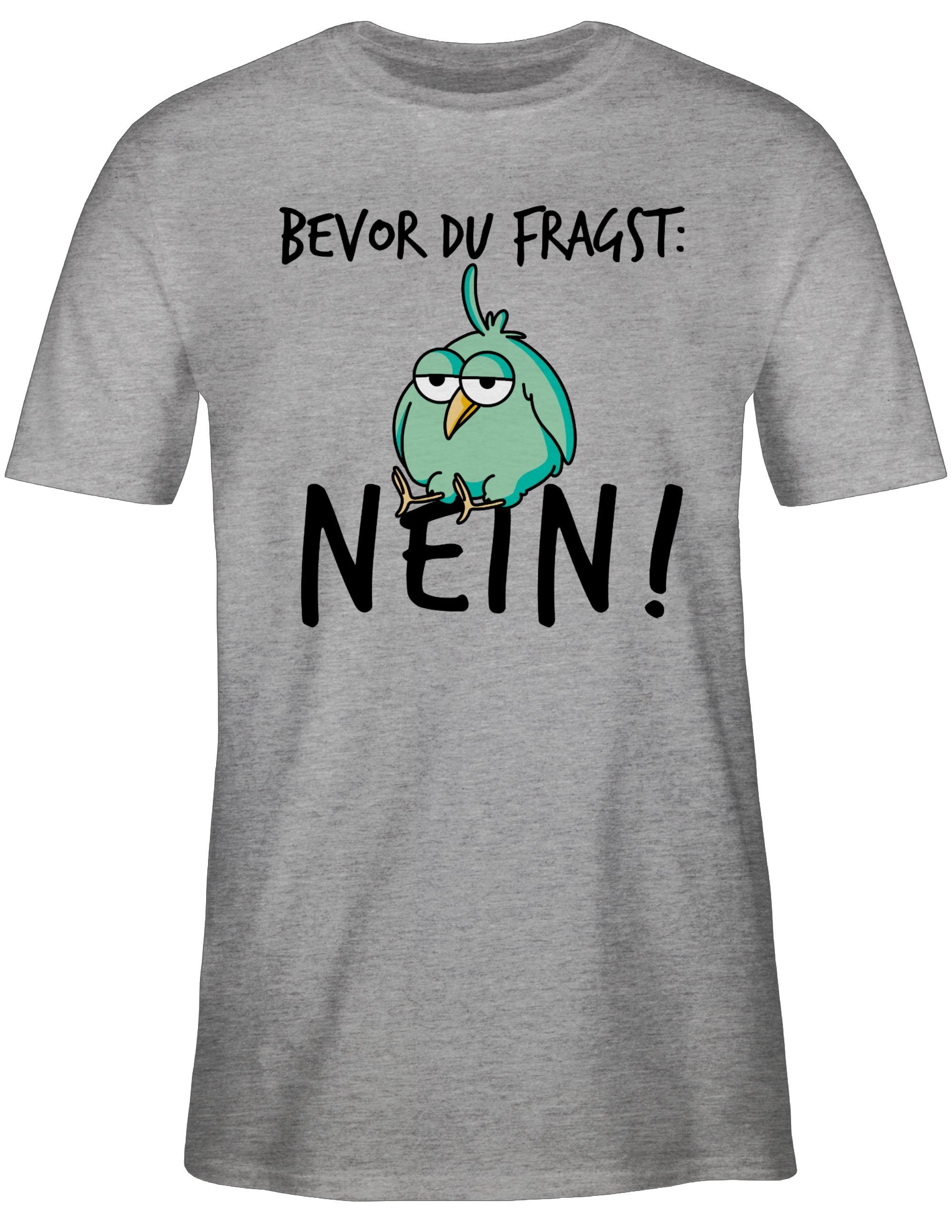 Grau Statement mit Kollegen Sprüche du fragst meliert Lustig 2 - Geschenk Bevor Spruch T-Shirt Shirtracer Nein