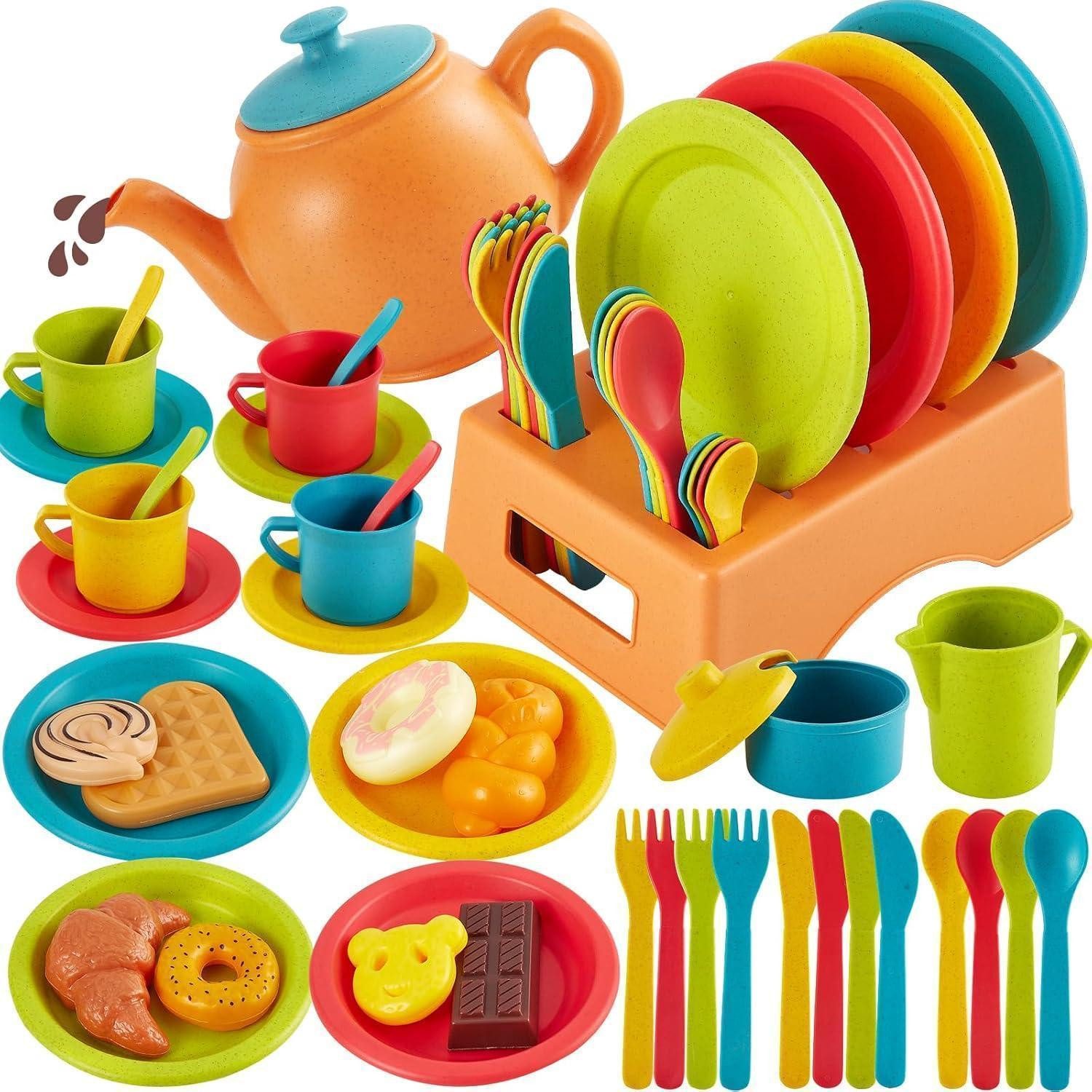 LuxusKollektion Kochbesteck-Set Puppengeschirr 44PCS Teeservice & Küchenset mit Besteckablage