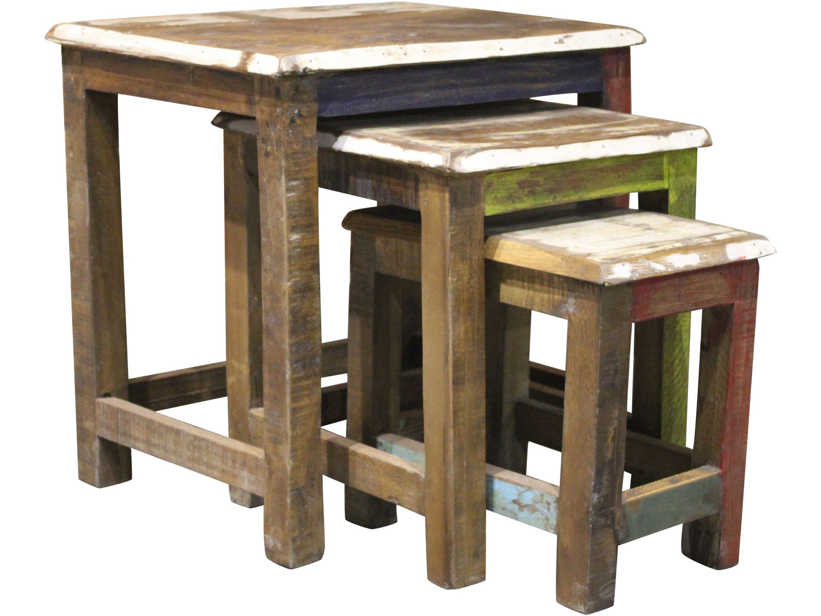 loft24 Satztisch Avila (Set, 3-St., 3 Tische), Wohnzimmertisch Set, Beistelltisch, Couchtisch, Recycling Holz