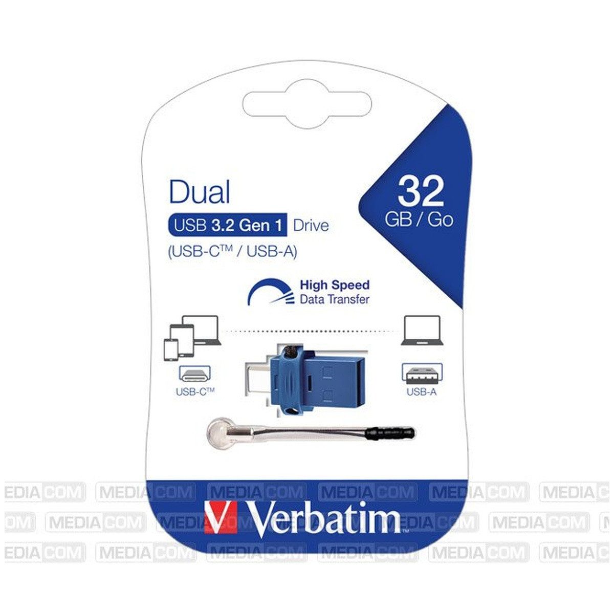 Verbatim Verbatim Dual Drive -C USB-Stick 32GB Blau USB-Stick