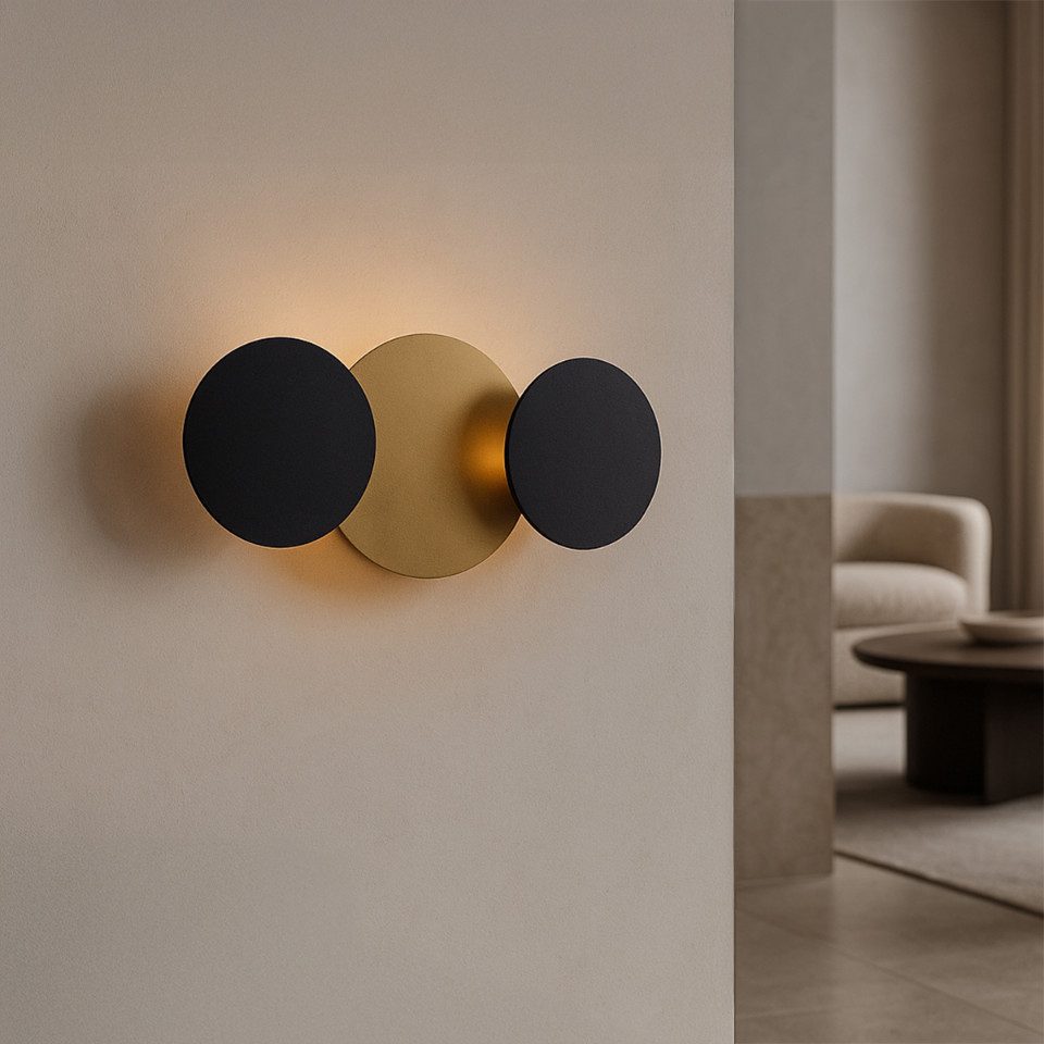 Qazqa Wandleuchte Sunrise, LED fest integriert, Extra-Warmweiß, QAZQA Wand­leuchte, integrated, Schwarz, Metall, Modern
