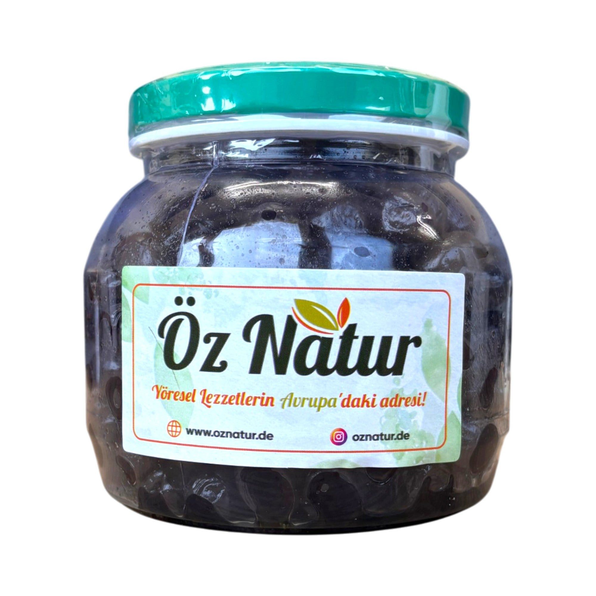 Öz Natur Antipasti, Gemlik Schwarze Oliven mit Stein 800g