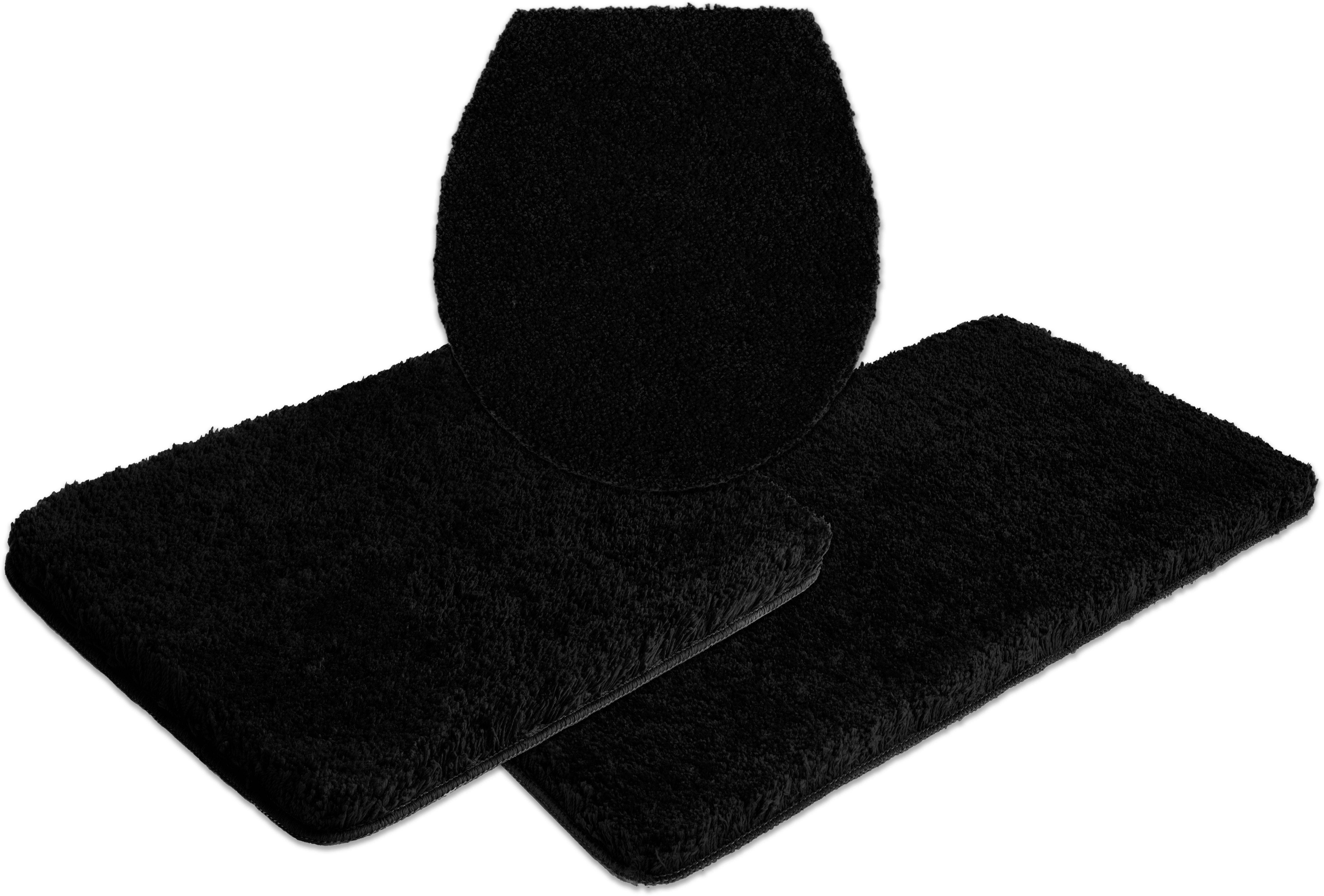 OTTO home Badematte Sanremo, Badvorleger, Badezimmer Teppich, sehr weich, Höhe 30 mm, rutschhemmend beschichtet, fußbodenheizungsgeeignet, schnell trocknend, Polyester, rechteckig, 3-tlg. Hänge-WC Set, Badteppich, unifarben, rechteckig, rund & als 3-tlg. Set erhältlich