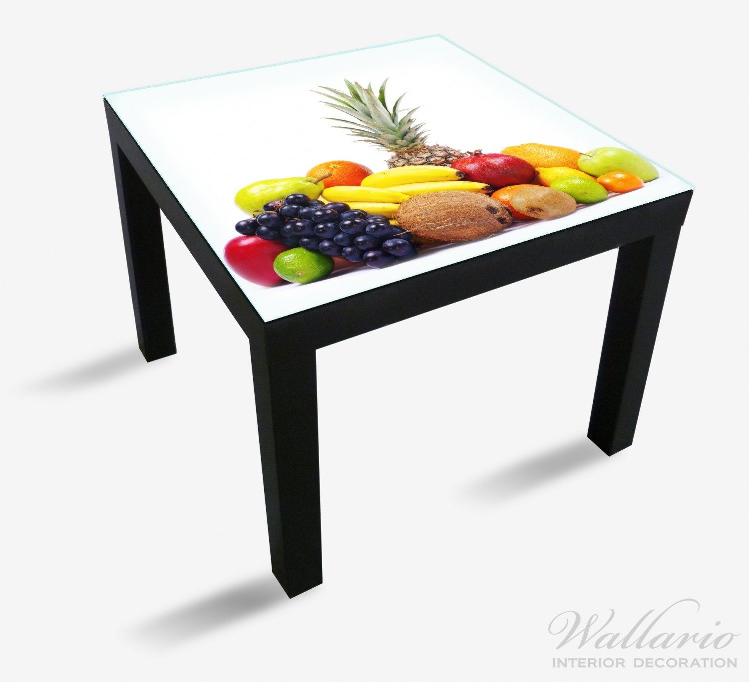 Wallario Tischplatte Gemischtes Obst für Obstsammlung St), aus Lack Welt Tisch aller Ikea - (1 Exotische geeignet