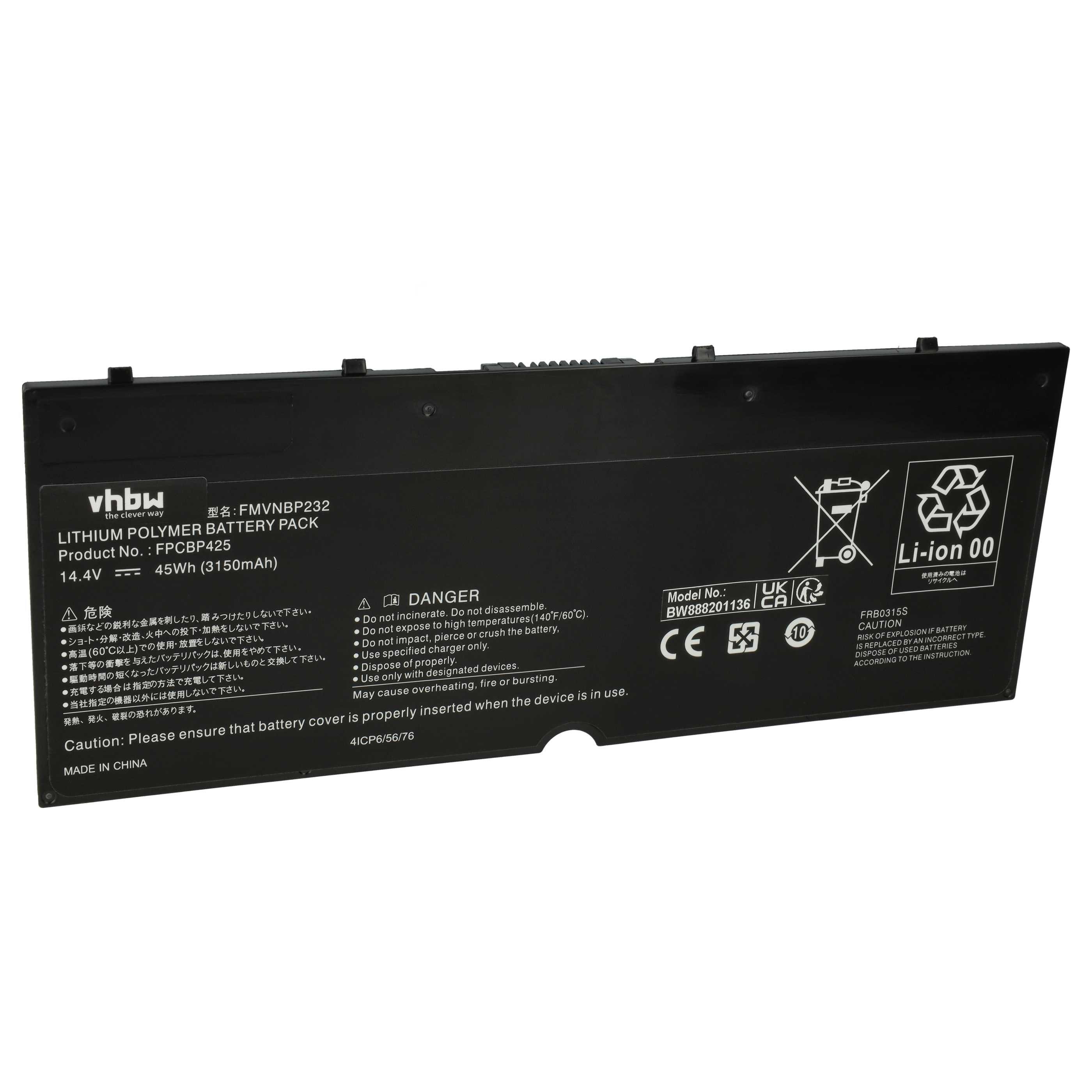 passend für Fujitsu LifeBook LifeBook T935, LifeBook U745, T904U, T904 Laptop-Akku