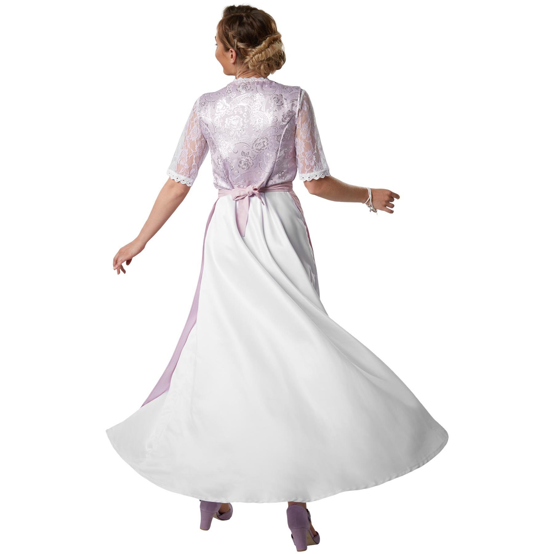 dressforfun Dirndl Maxi-Dirndl in Zartrosa und Silber (Langes, tailliertes Oktoberfestkleid Neuschwanstein Modell 1, in flieder) Reißverschluss rechts, Schnürun – Bild 5 von 5