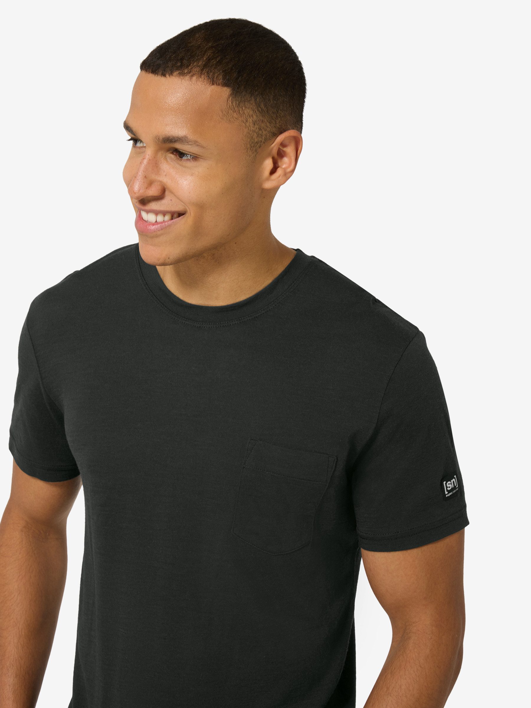 SUPER.NATURAL T-Shirt für Herren,Merino M POCKET TEE Brusttasche, atmungsaktiv