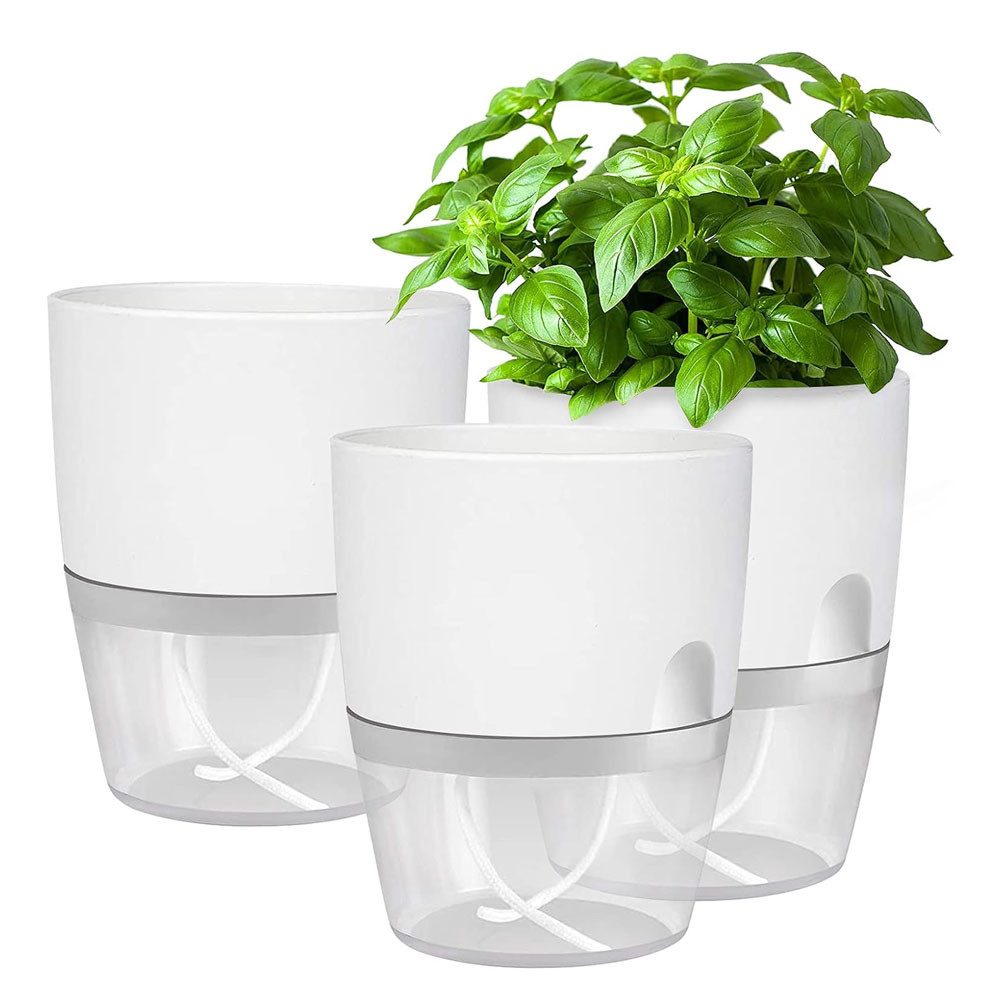 AFKSMILE Kräutertopf Kräutertopf Küche Set,Blumentopf Fensterbank selbstbewässernd, 3er Set Kräutergarten für die Küche, für frische Küchenkräuter