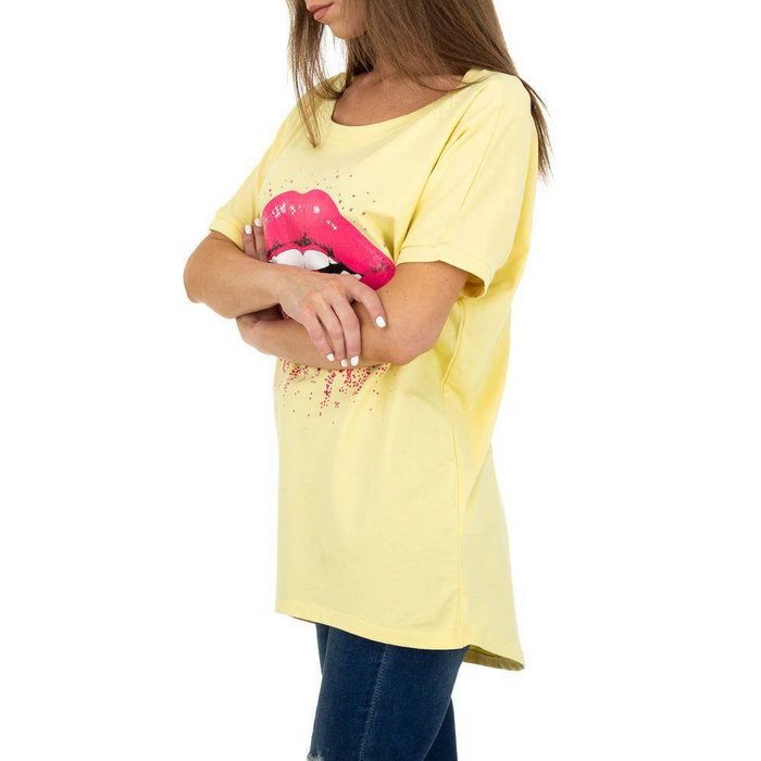 Ital-Design T-Shirt Damen Freizeit Print T-Shirt in Gelb