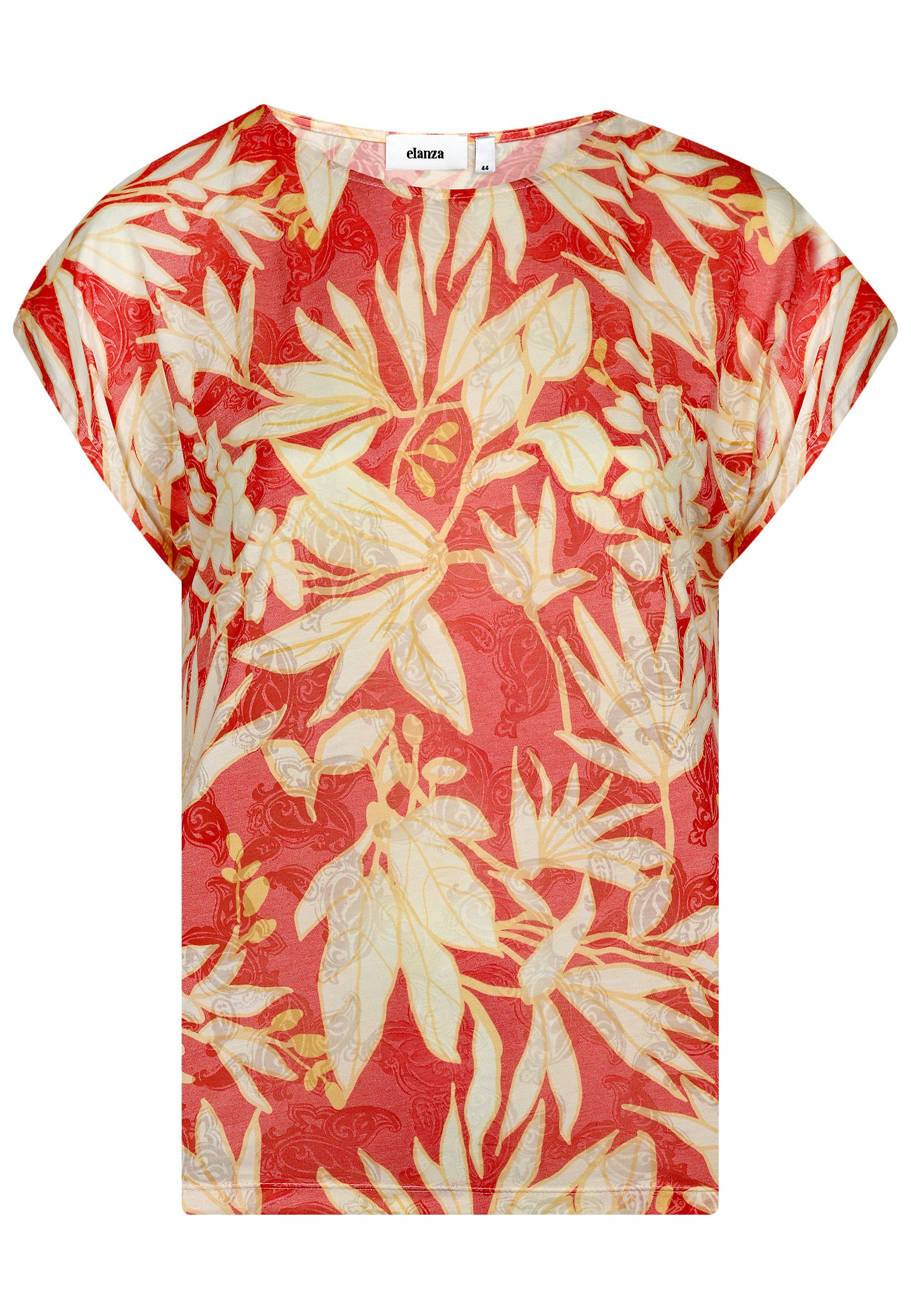 elanza T-Shirt Shirt mit Ornamenten und Blüten-Print in Rosé/Beige (1-tlg)
