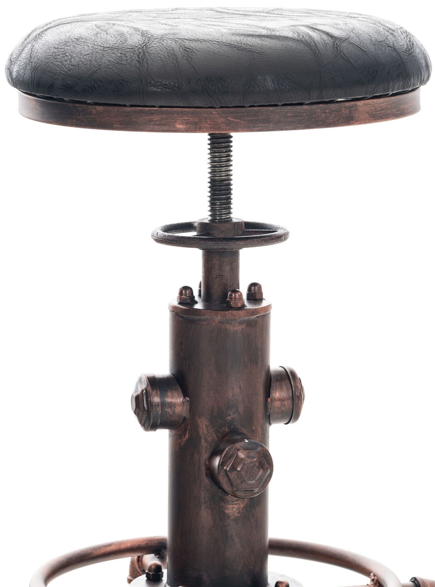 TPFLiving Barhocker Lumos Vintage Küche 4-Fuß Hocker Kunstleder & - Fußstütze (mit für Bronze Gestell Holz Schwarz Theke - - Tresenhocker), Sitzfläche