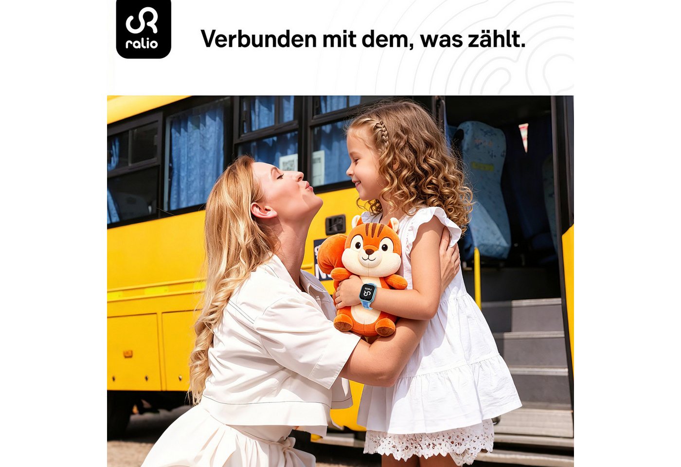 Ralio R5 Plus 4G Smartwatch Kinder, Kinderuhr mit gebogenes Ultra-HD-Display Smartwatch (gebogenes Ultra-HD-Display cm/1.7 Zoll) 3 Tage Akkulaufzeit, GPS-Ortung, Kinderuhr mit HD-Videoanrufen, Schulmodus, SOS, Familien-Gruppenchat und mehr, Zwei Armbänder