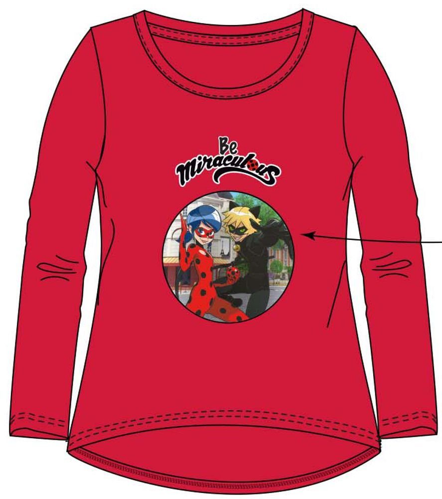 Miraculous - Ladybug Langarmshirt MIRACULLUS LADYBUG LANGARM T-SHIRT MÄDCHEN GR.110 116 128 FÜR 5 6 8 JAHRE MIT 3D DRUCK