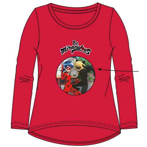 Miraculous - Ladybug Langarmshirt MIRACULLUS LADYBUG LANGARM T-SHIRT MÄDCHEN GR.110 116 128 FÜR 5 6 8 JAHRE MIT 3D DRUCK