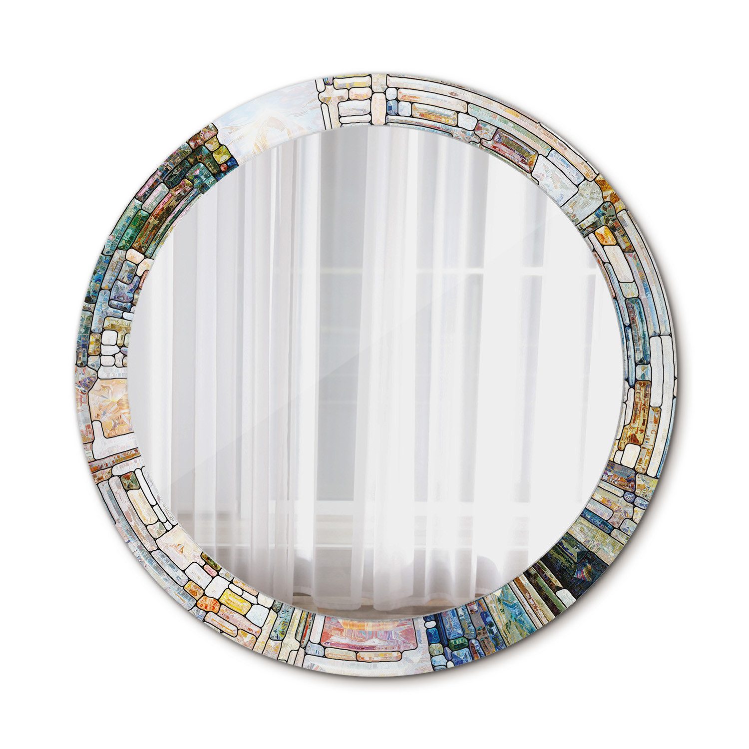 Tulup Dekospiegel mit Aufdruck Badezimmerspiegel Wandspiegel Rundspiegel Ru günstig online kaufen