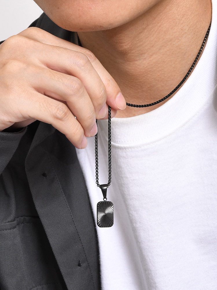 KARMA Kette mit Anhänger Erbskette Herren Halskette Edelstahl Silber Schwarz Gold mit Anhänger (Geschenk für Herren modern), Edelstahlhalskette Kette Herrenhalskette Herrenkette