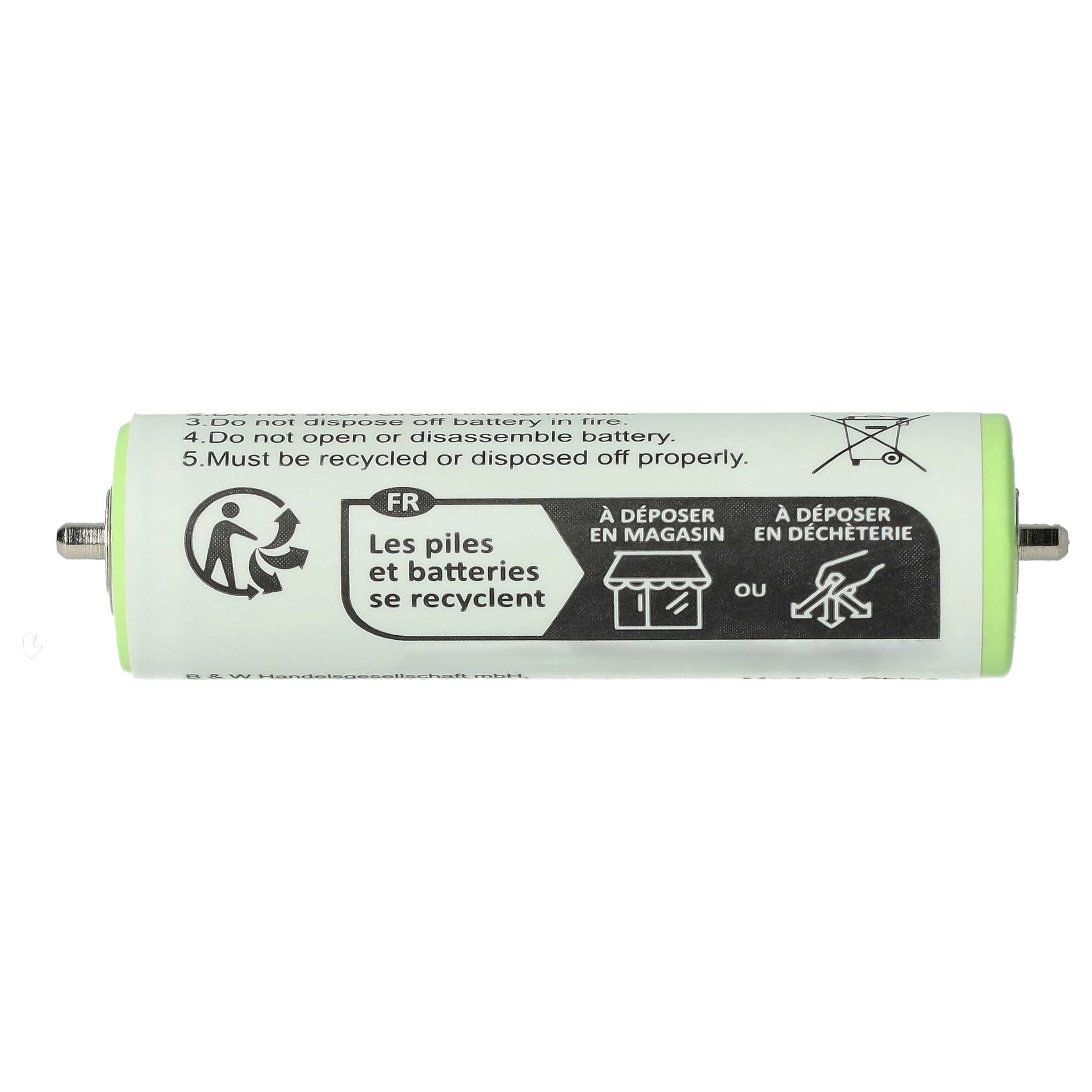 vhbw Akku passend für Panasonic ERGY10CM, ERDGP72, ERGY10CM503, ER1611, Akku Akku NiMH 1800 mAh (1,2 V, 2 St), Leistungsfähige Austausch-Akkus für Rasierer oder Trockenrasierer