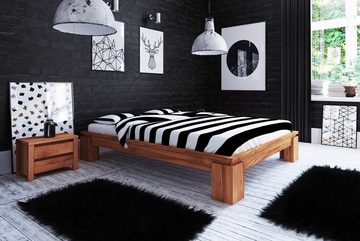 Natur24 Einzelbett Bett Tinci 4 in 160x200cm Kernbuche massiv ohne Holzkopfteil