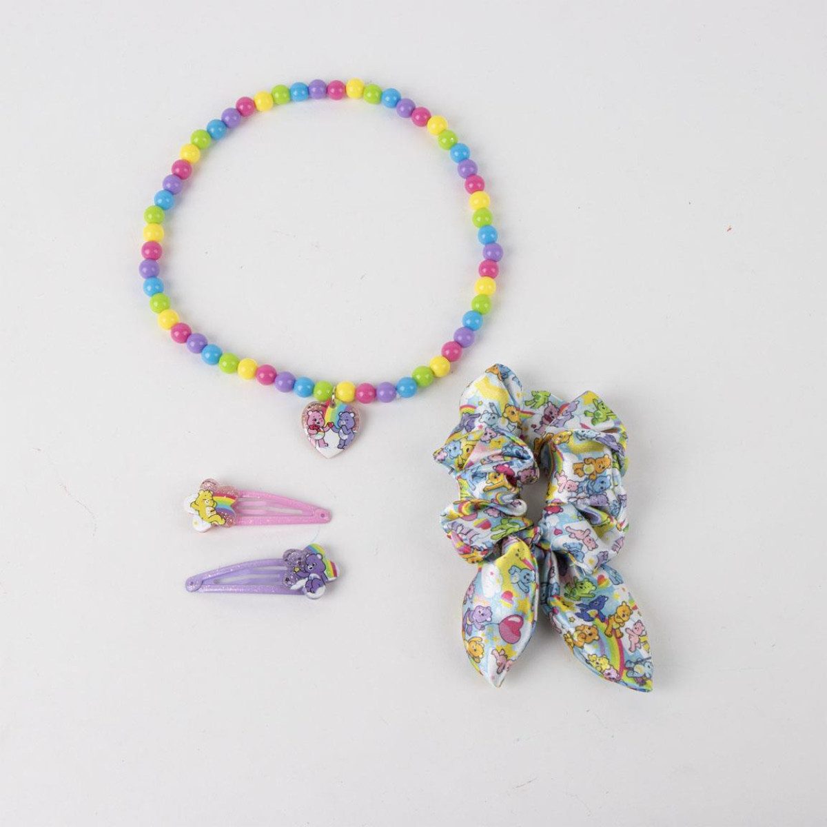 Care Bears Haarspange Beauty Set Accessoires Kinder Geschenkset mit Armband Haarclips Kette, Spar-Set, 4-tlg.