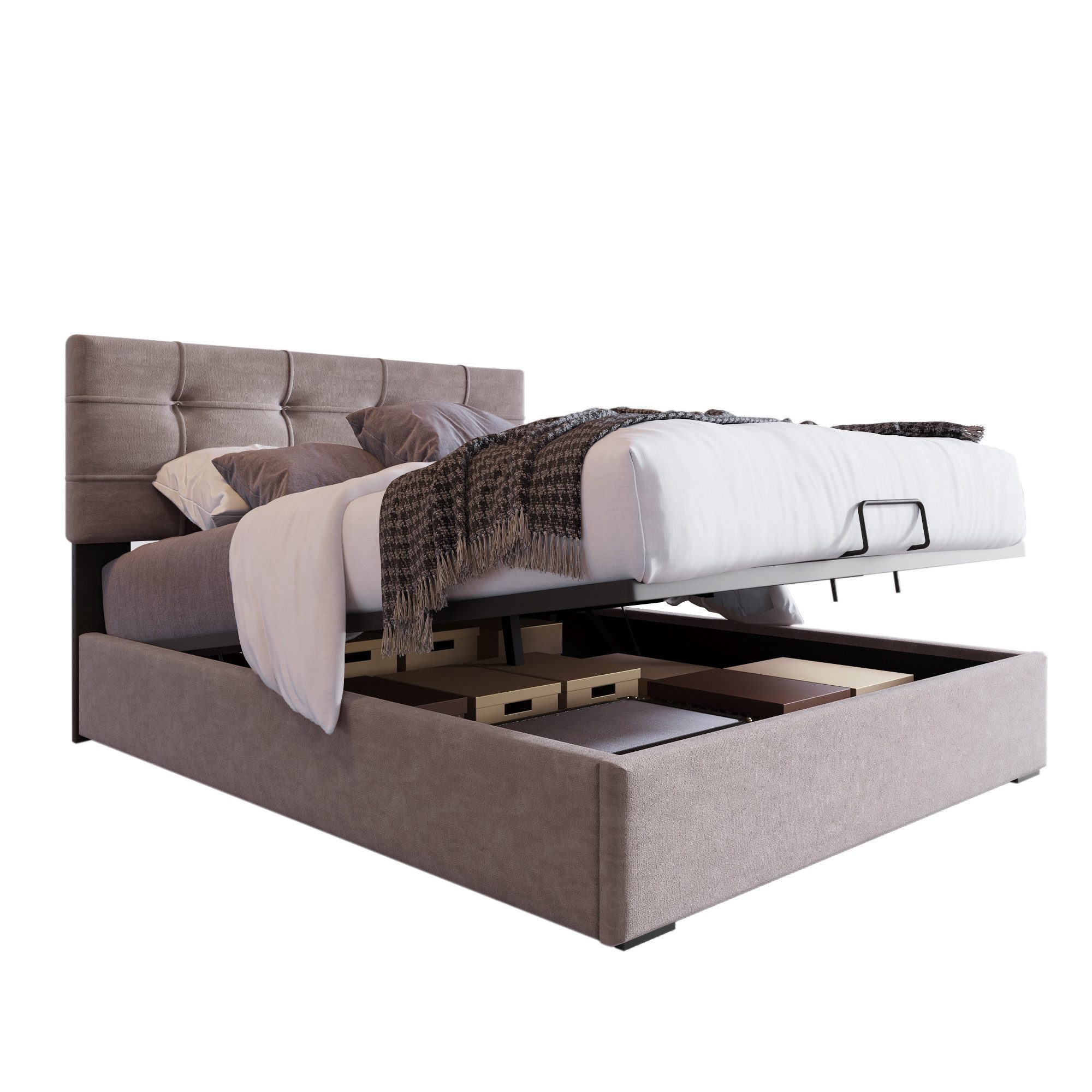 Flieks Polsterbett, Hydraulisches Einzelbett Stauraumbett 90x200cm günstig online kaufen