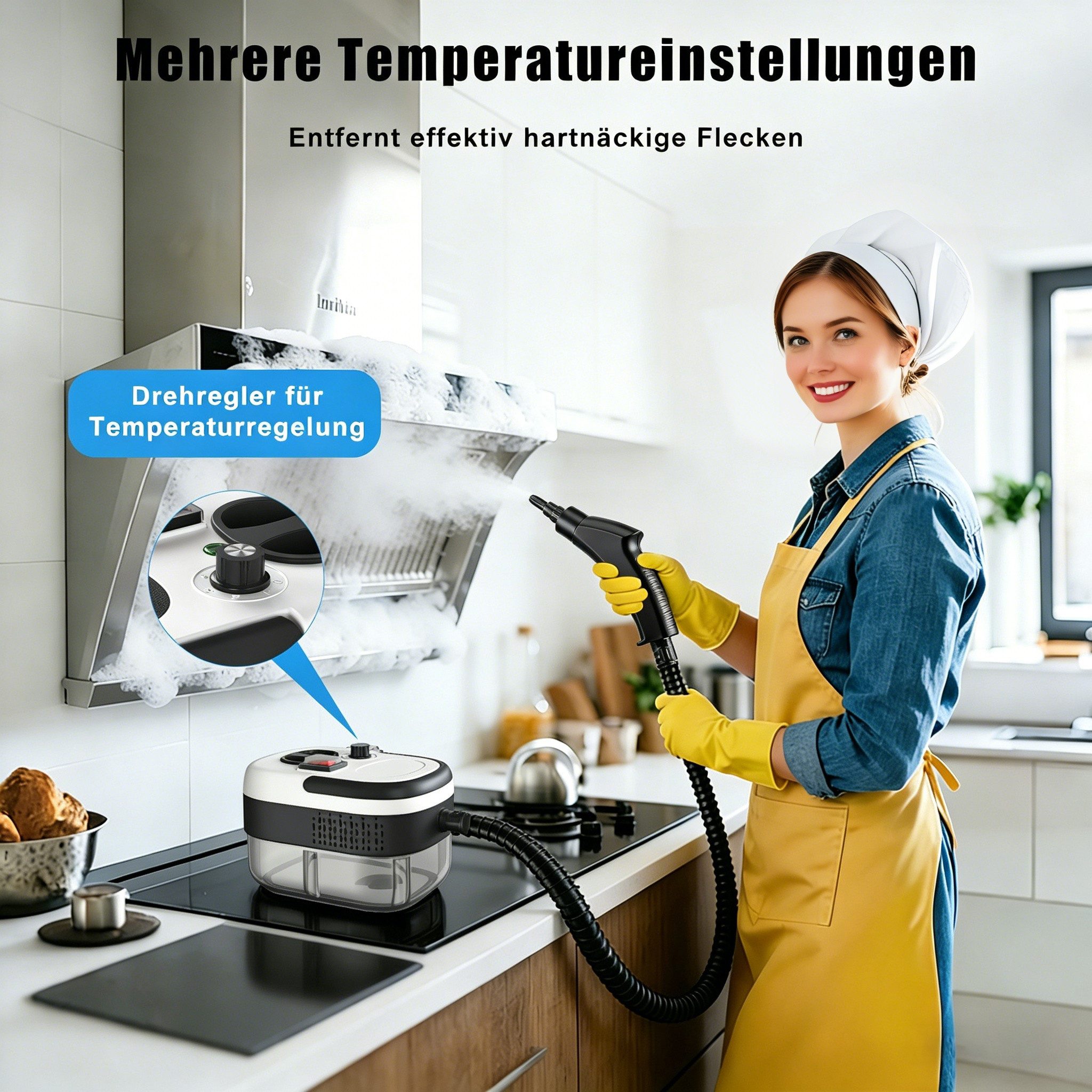 Luckice Dampfreiniger 2500-W Serie Handdampfreiniger, tragbarer Reiniger, Küchenreiniger, geeignet für Böden, Fenster und Küchen.