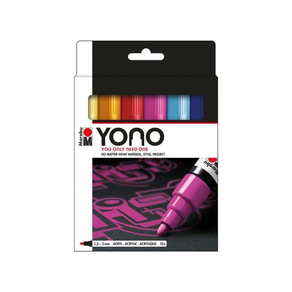 Marabu Acrylfarbe Marabu Acrylmarker Marker YONO Set 1,5-3mm 12 Teile