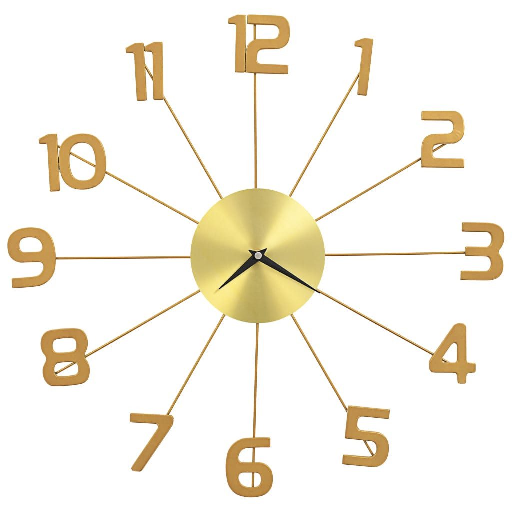 vidaXL Uhr 50 cm Wanduhr Metall 50 cm Golden