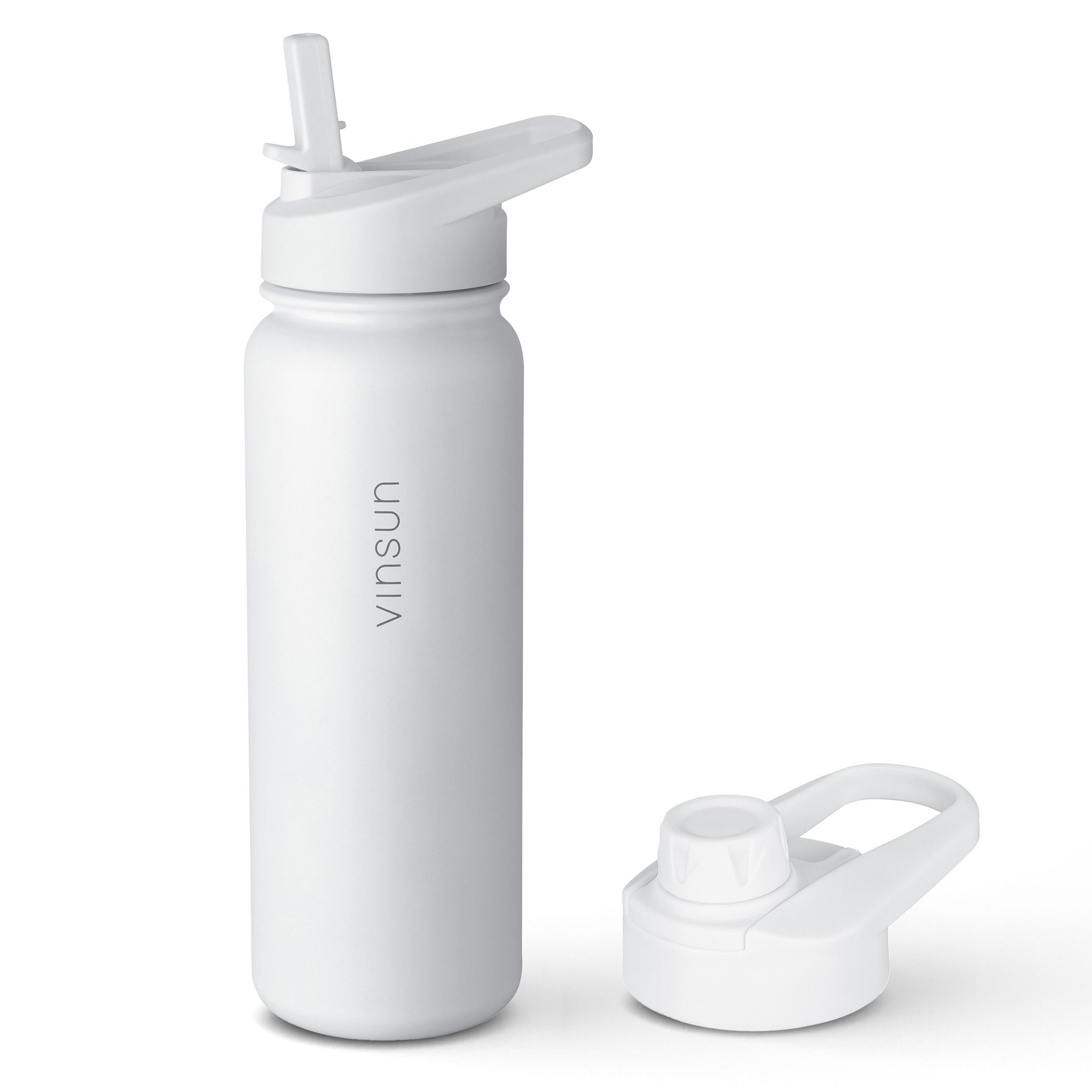 Vinsun Isolierflasche Edelstahl Trinkflasche 750ml Strohhalm - 2 Deckel Thermoflasche, BPA frei, doppelwandig, auslaufsicher, bruchsicher, geruchsneutral